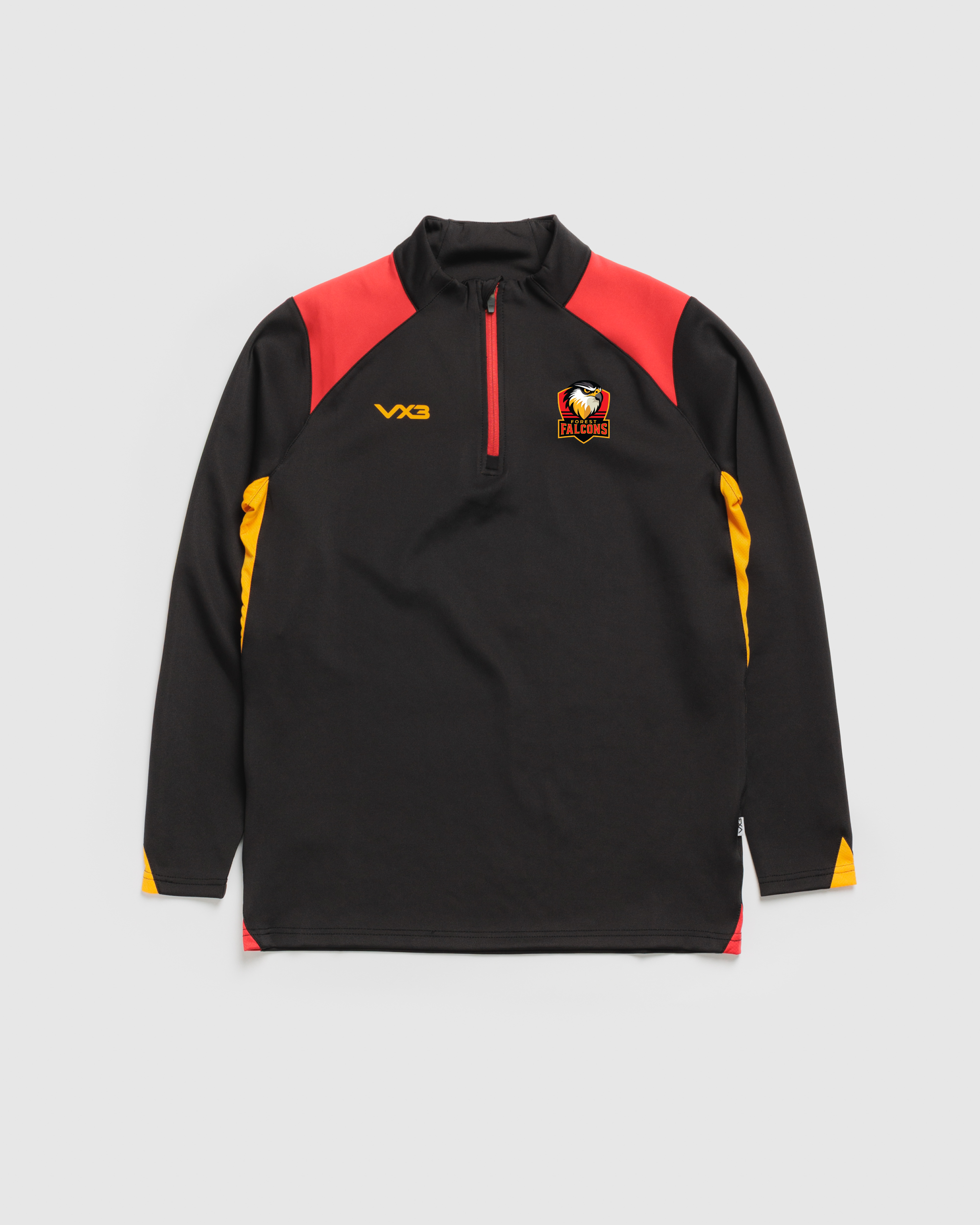 Forest Falcons Rugby Vertex Youth Quarter Zip -Black/Red/Amber