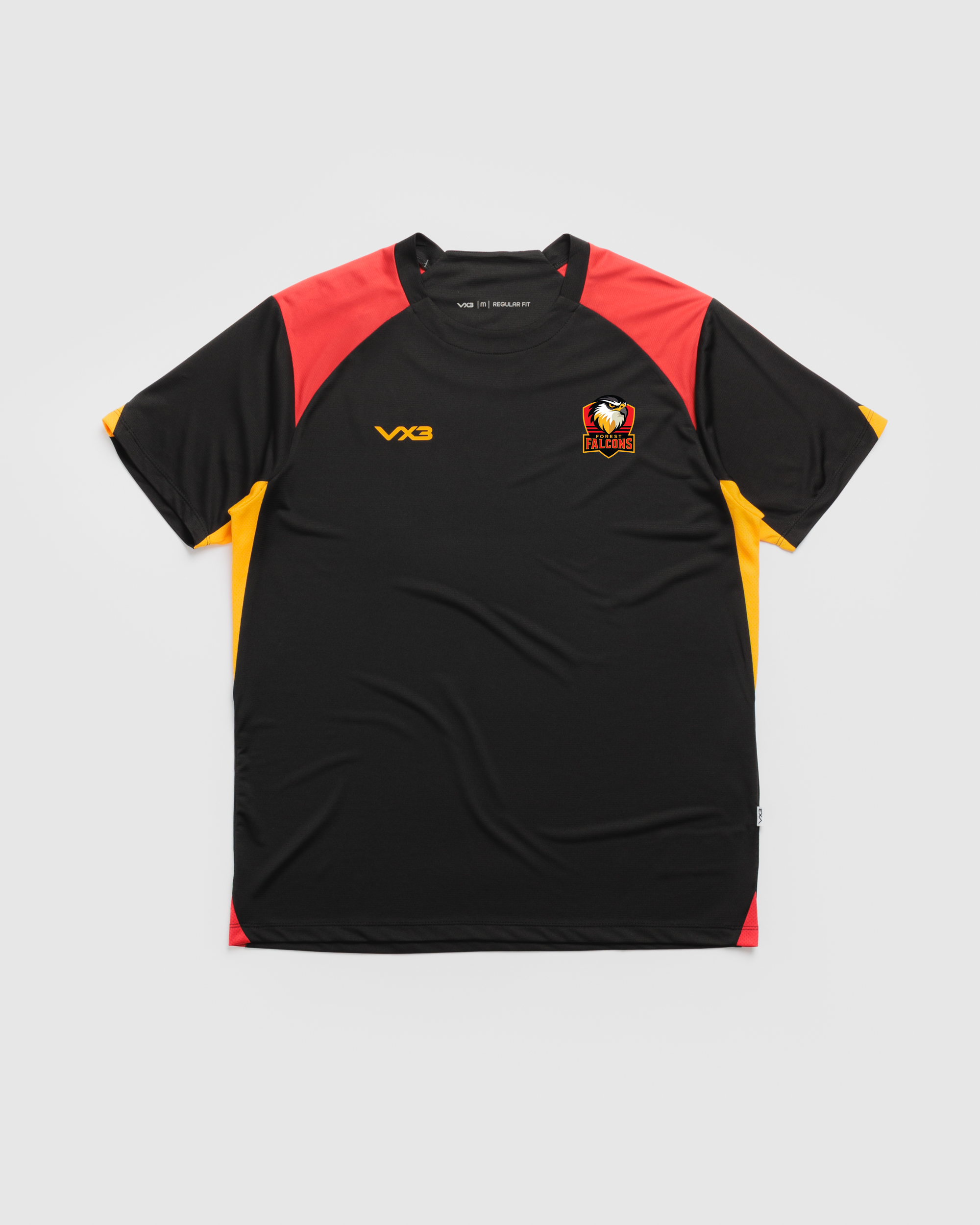 Forest Falcons Rugby Vertex Tee -Black/Red/Amber