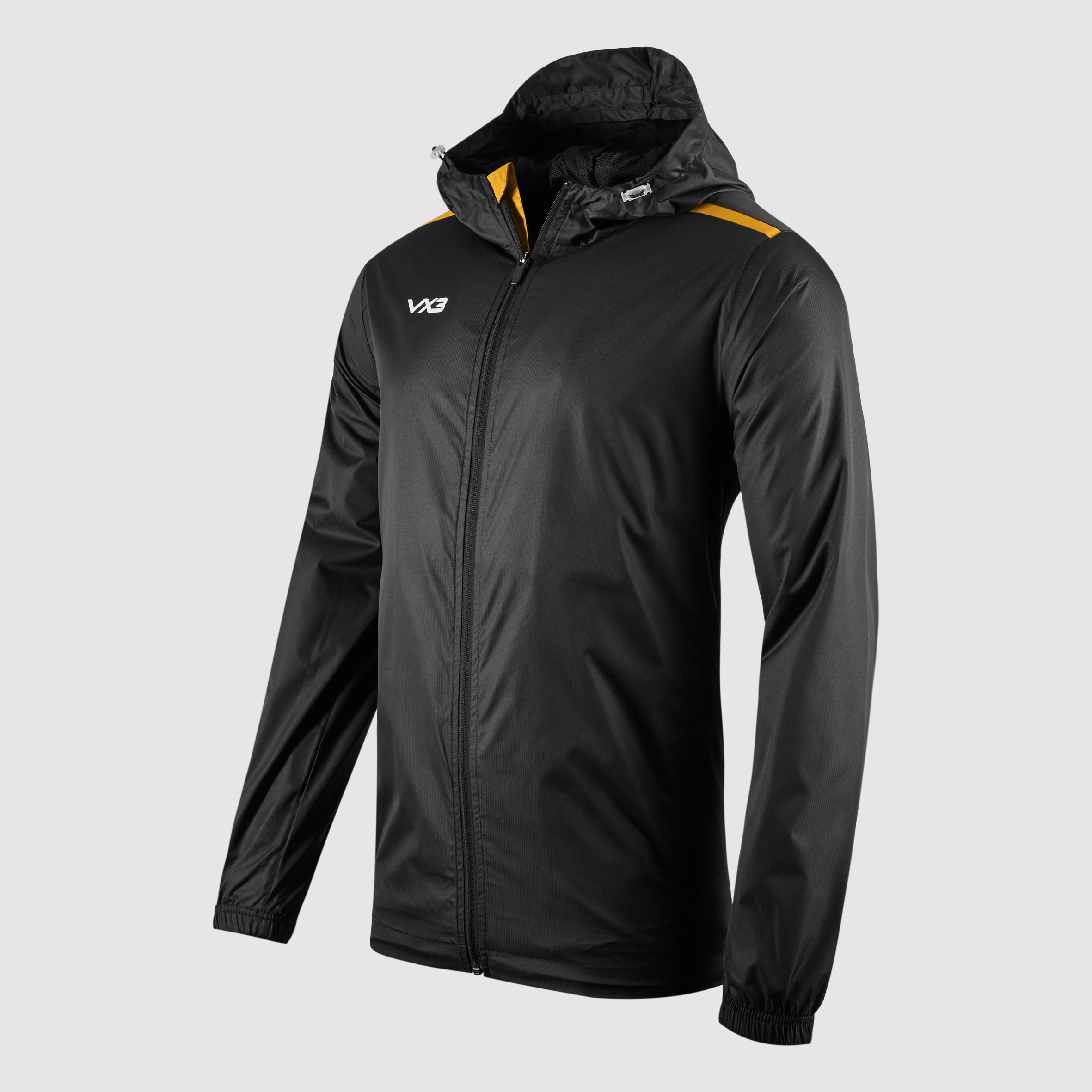 Fortis Full Zip Rain Jacket Black/Amber