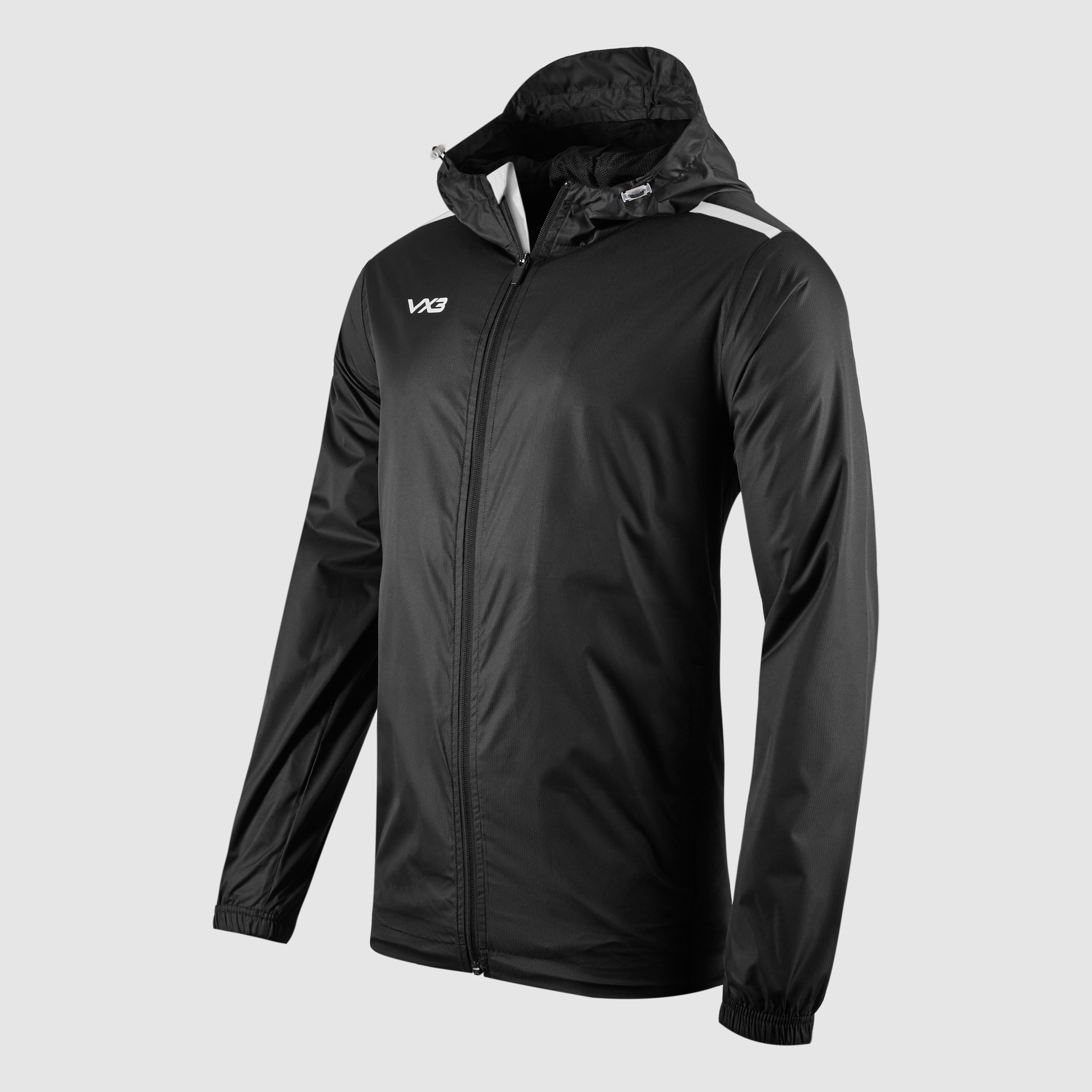 Fortis Full Zip Rain Jacket Black/White
