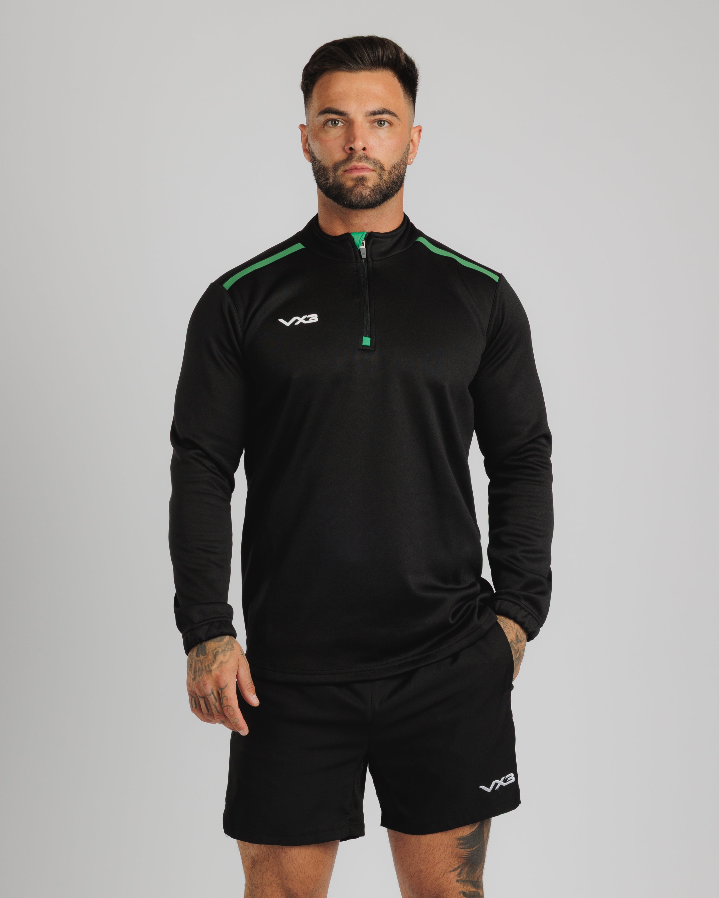 Fortis Quarter Zip Sweat Black/Emerald