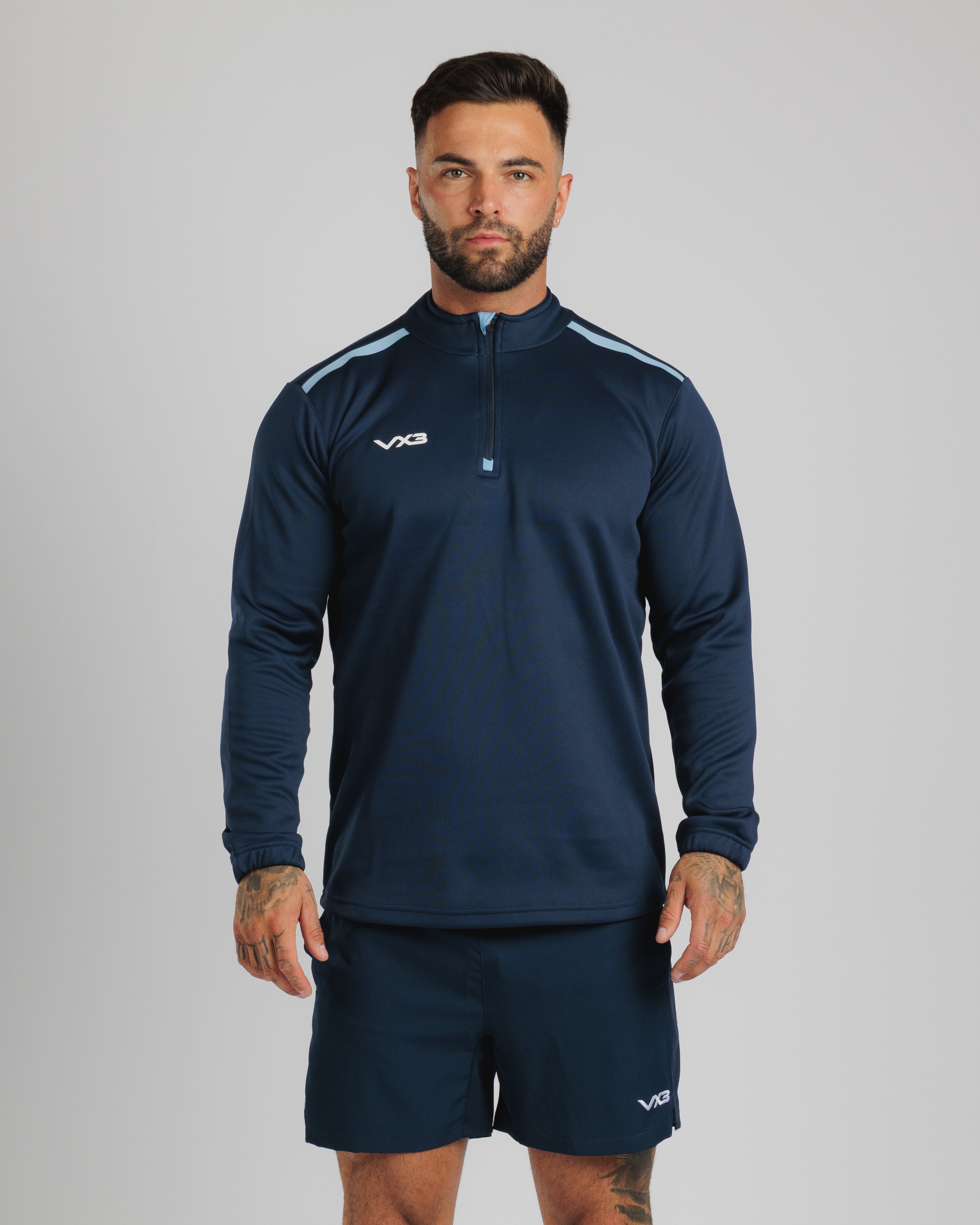 Fortis Quarter Zip Sweat Navy/Sky