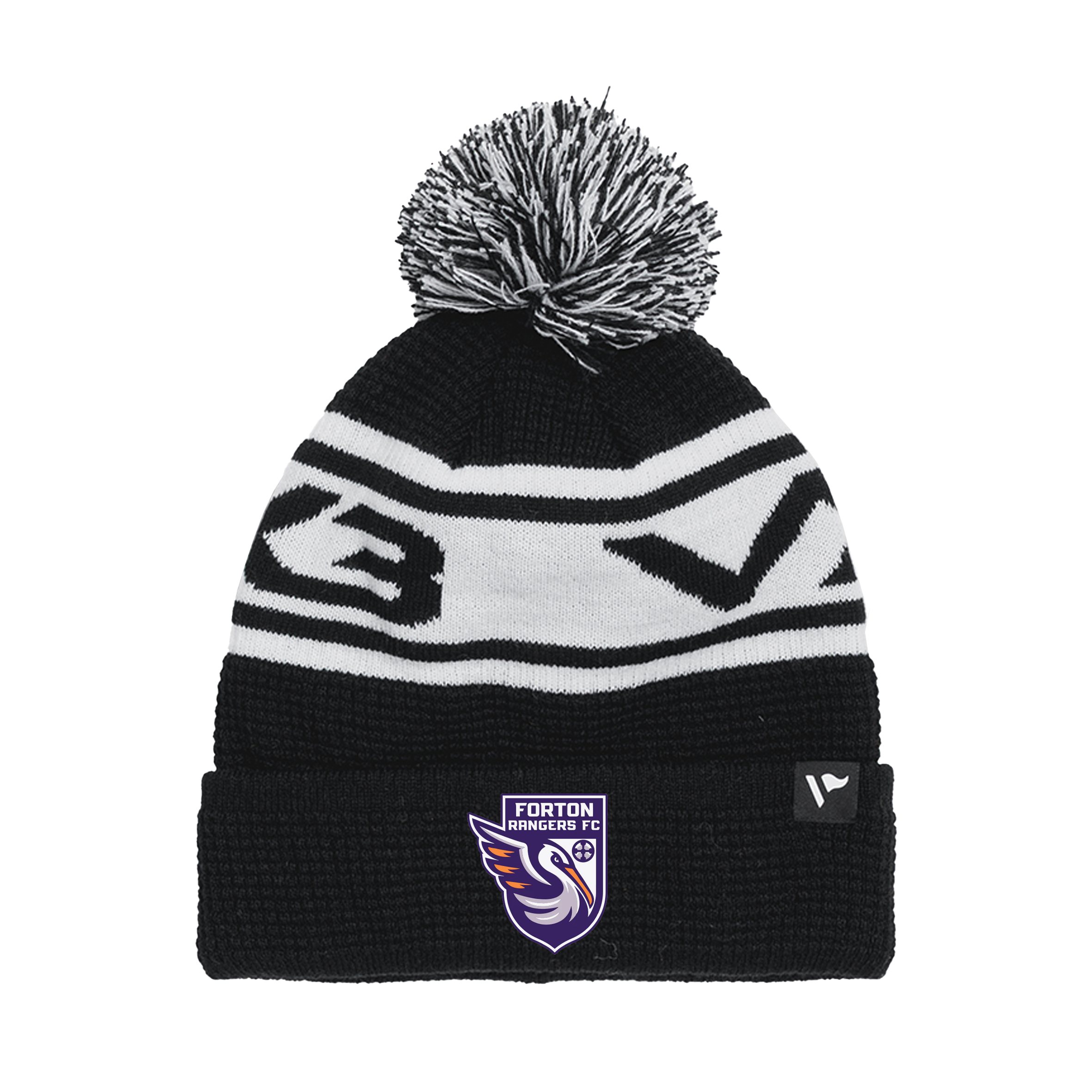 Forton Rangers FC Waffle Knit Bobble Hat - Black/White