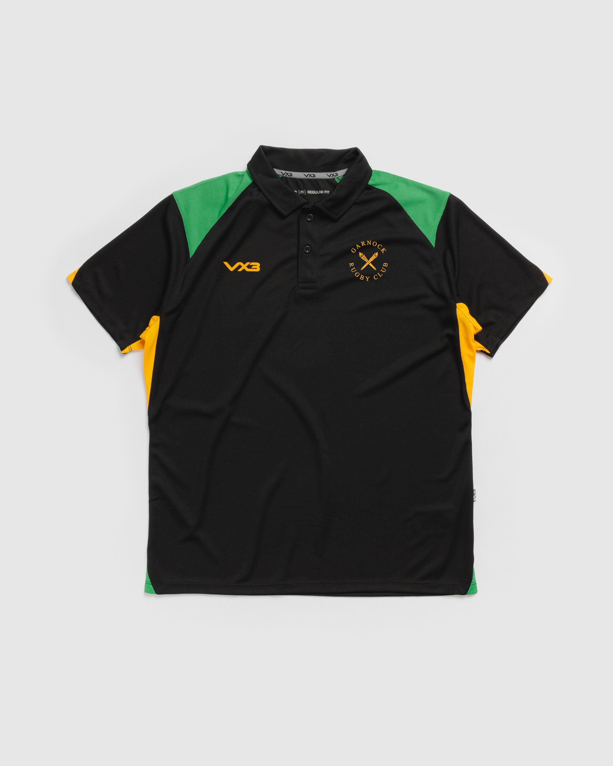 Garnock Rugby Club Vertex Polo -Black/Emerald/Amber