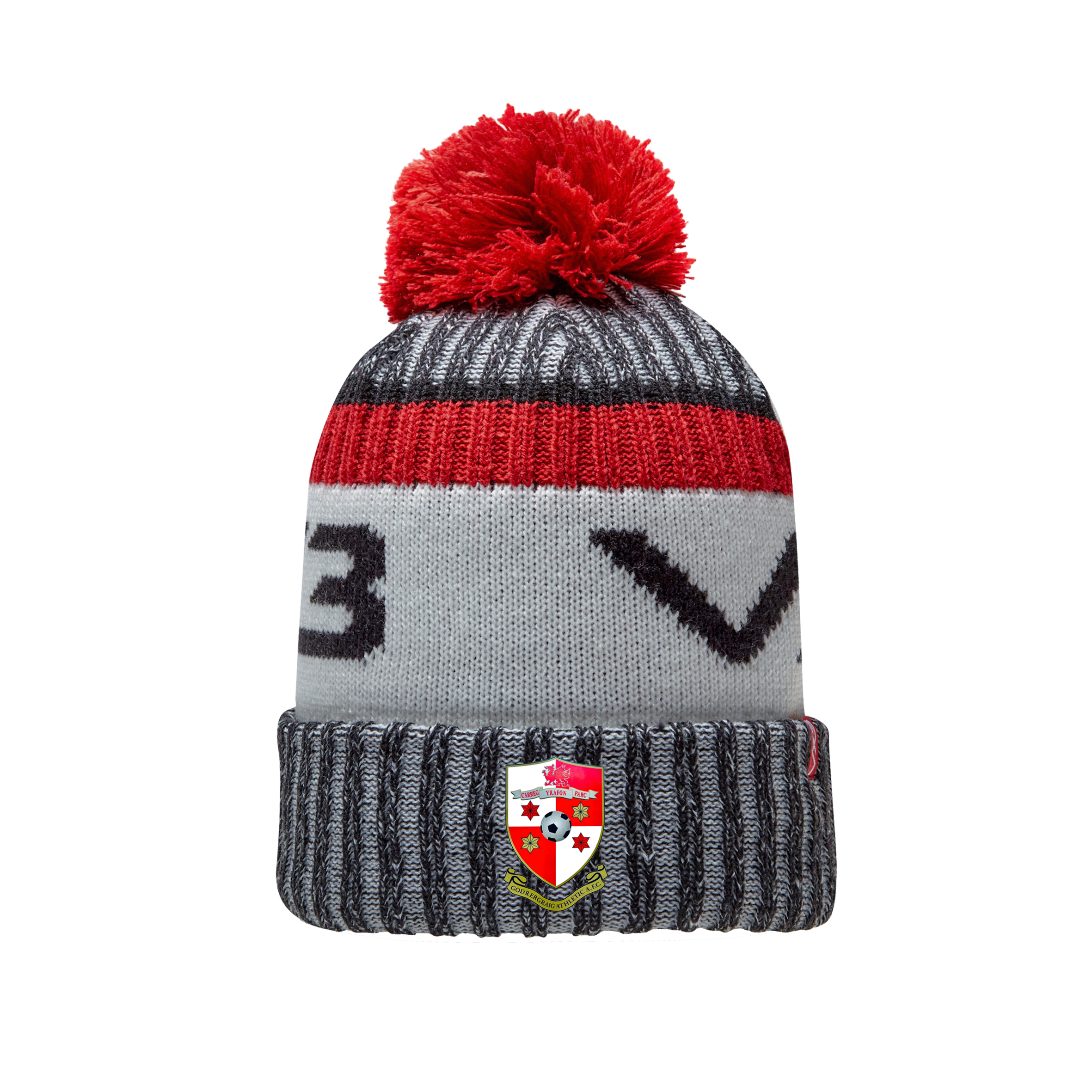 Godrergraig Athletic AFC Fleece-Lined Bobble Hat Black/Red/Antique