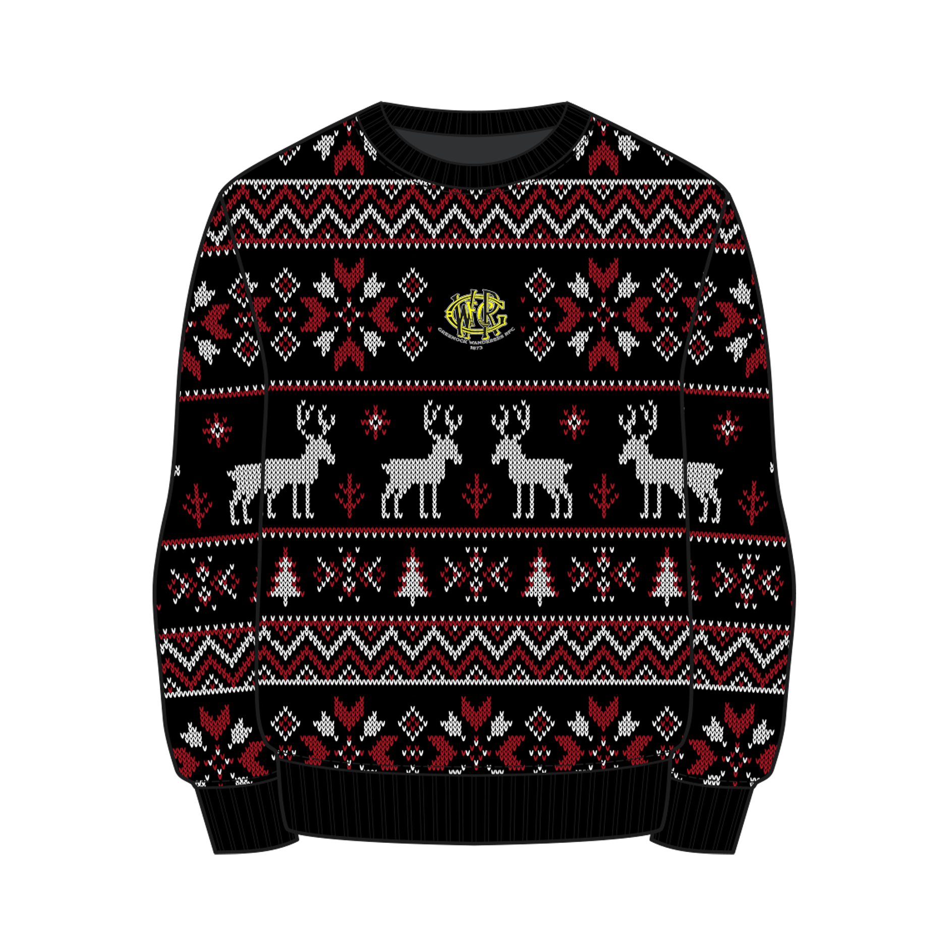 Greenock Wanderers RFC Christmas Jumper - Black/Red/White