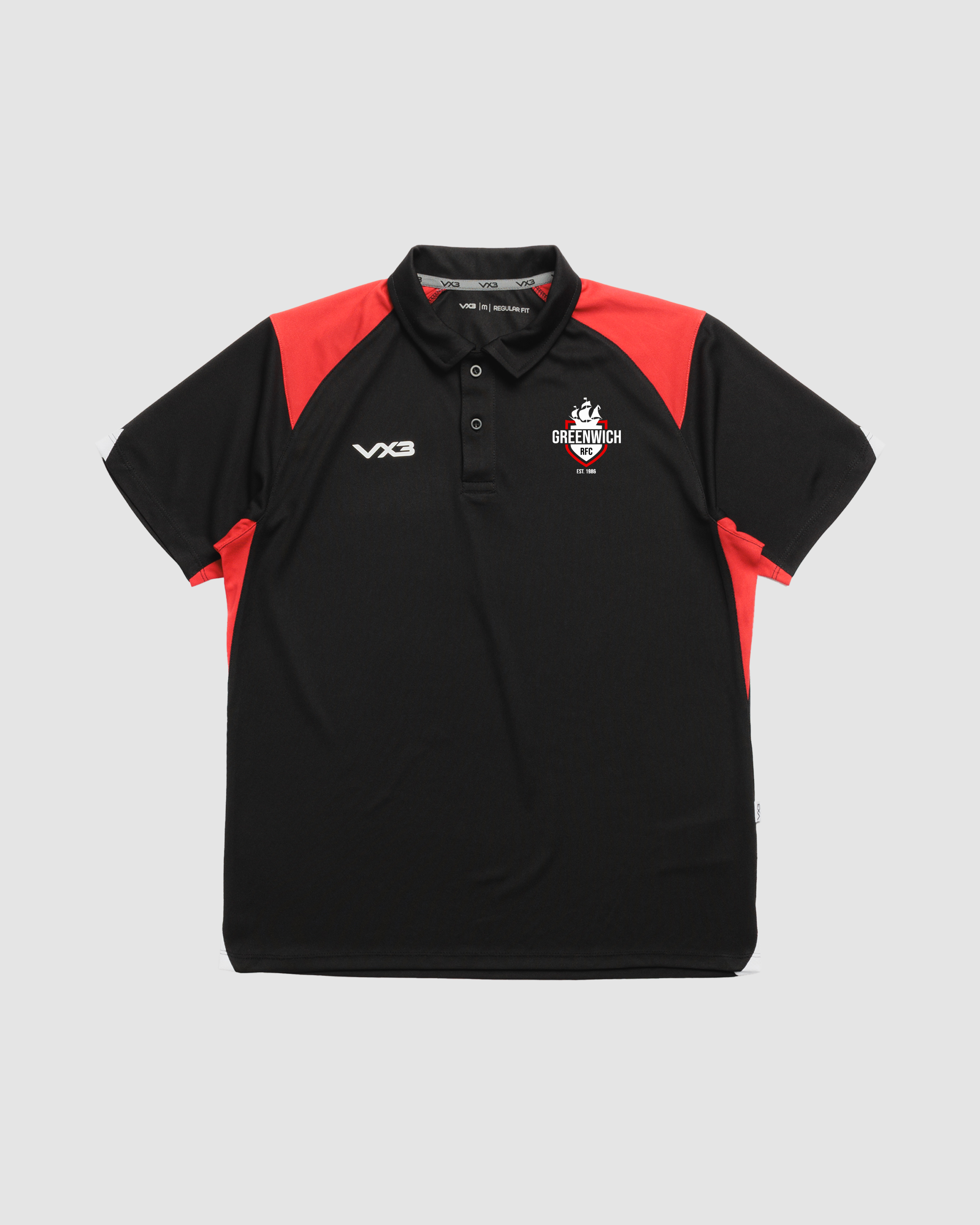 Greenwich RFC Vertex Polo -Black/Red/White