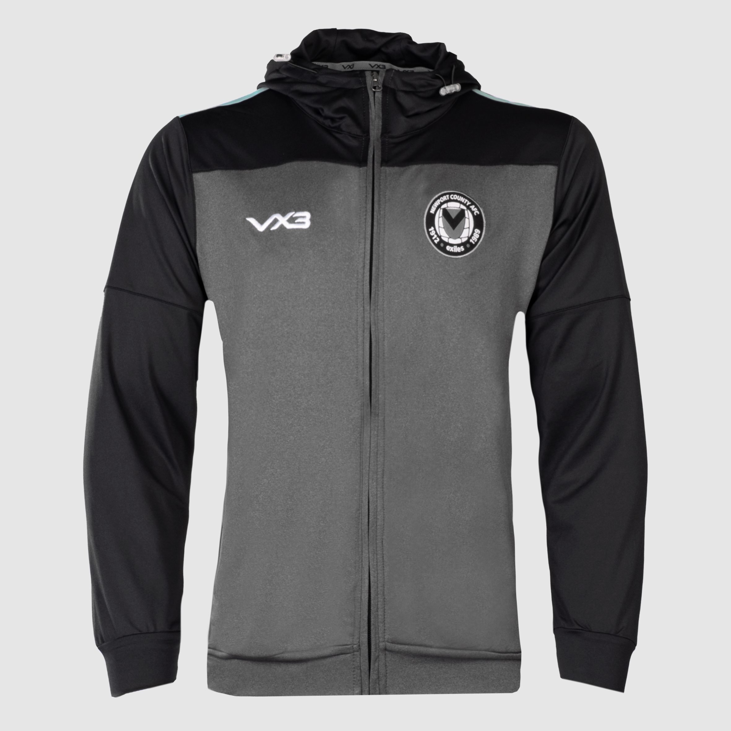 Newport County AFC Zip Up Hoodie Grey/Black/Mint 23/24