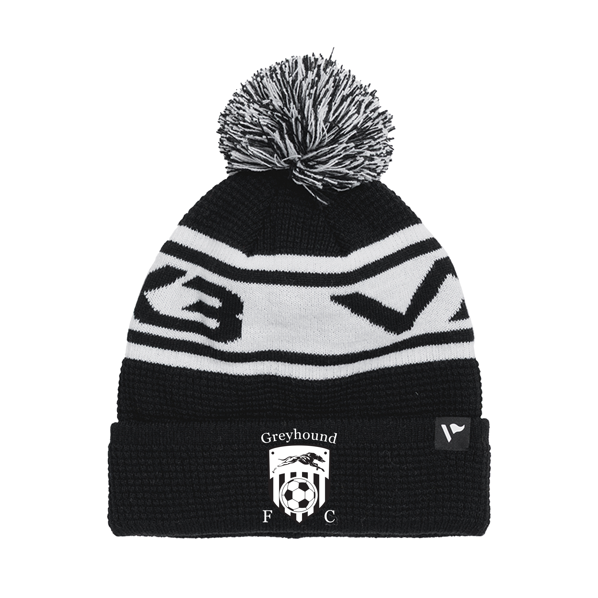 Greyhound FC Waffle Knit Bobble Hat - Black/White