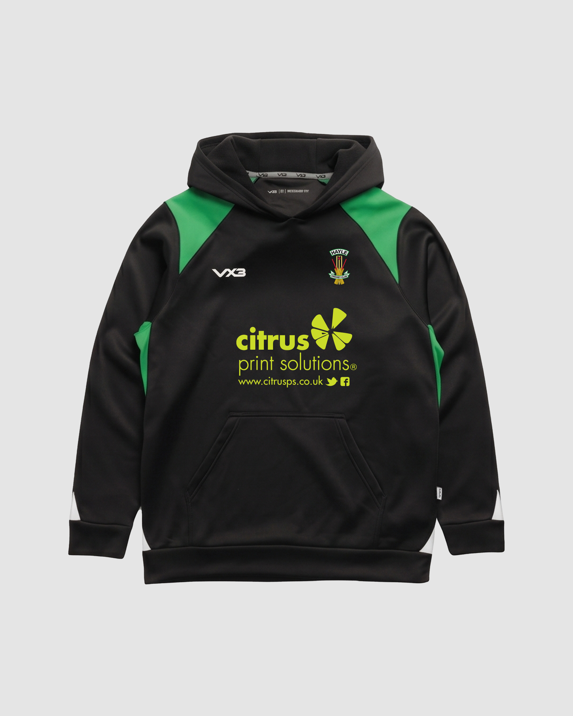 Hayle Cricket Club Vertex Hoodie -Black/Emerald/White