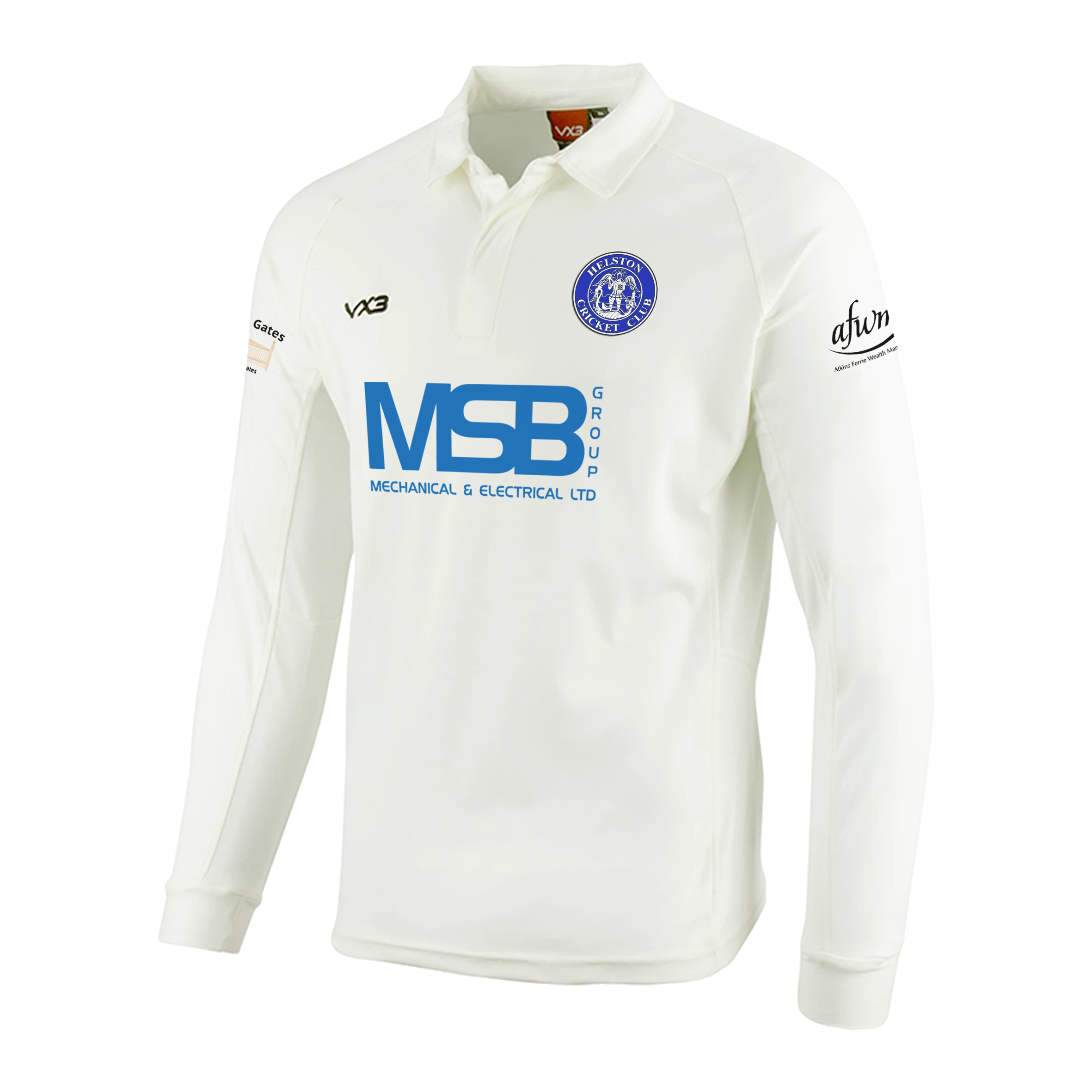 Helston Cricket Club Whites Youth Long Sleeve Shirt