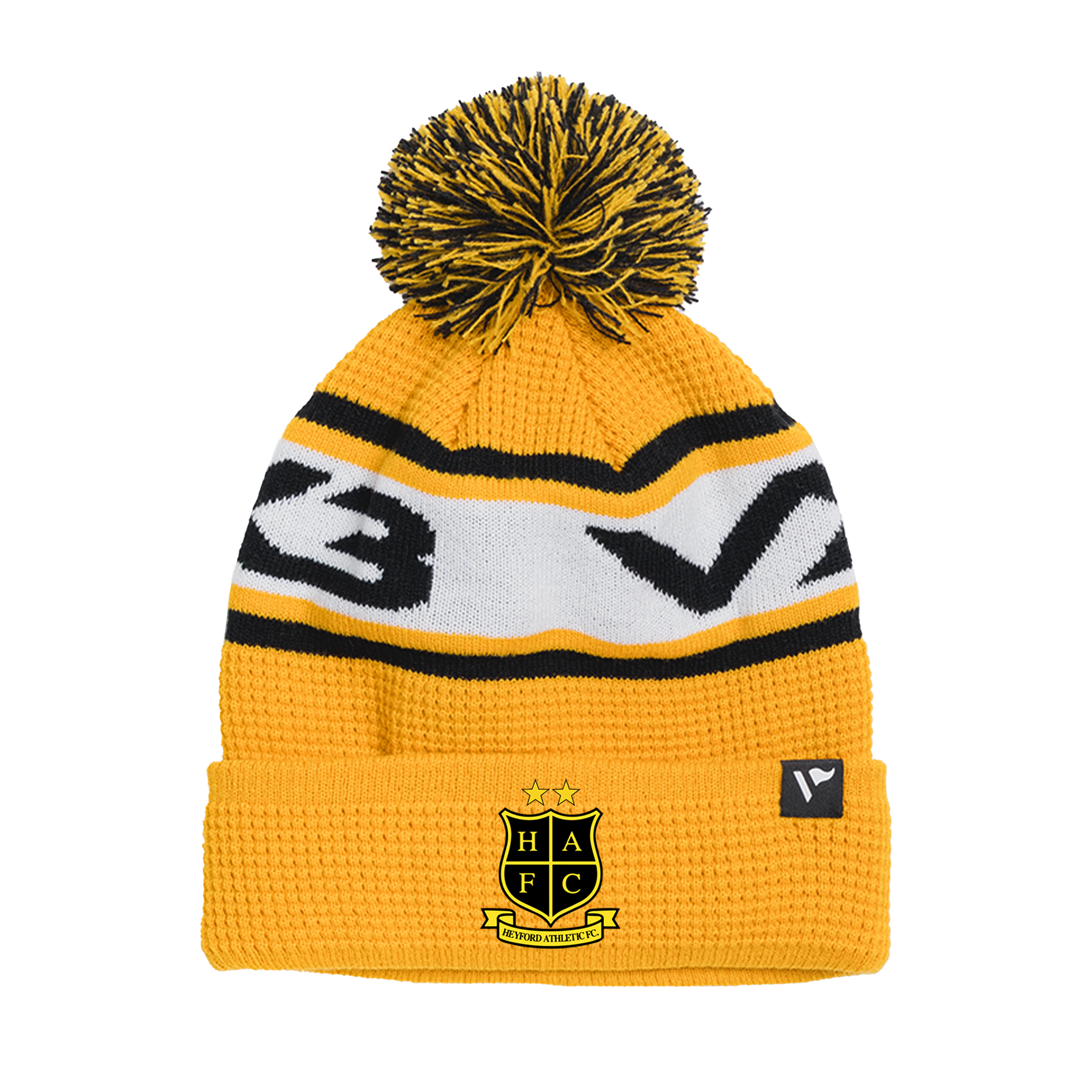 Heyford Athletic FC Waffle Knit Bobble Hat - Amber/Black/White