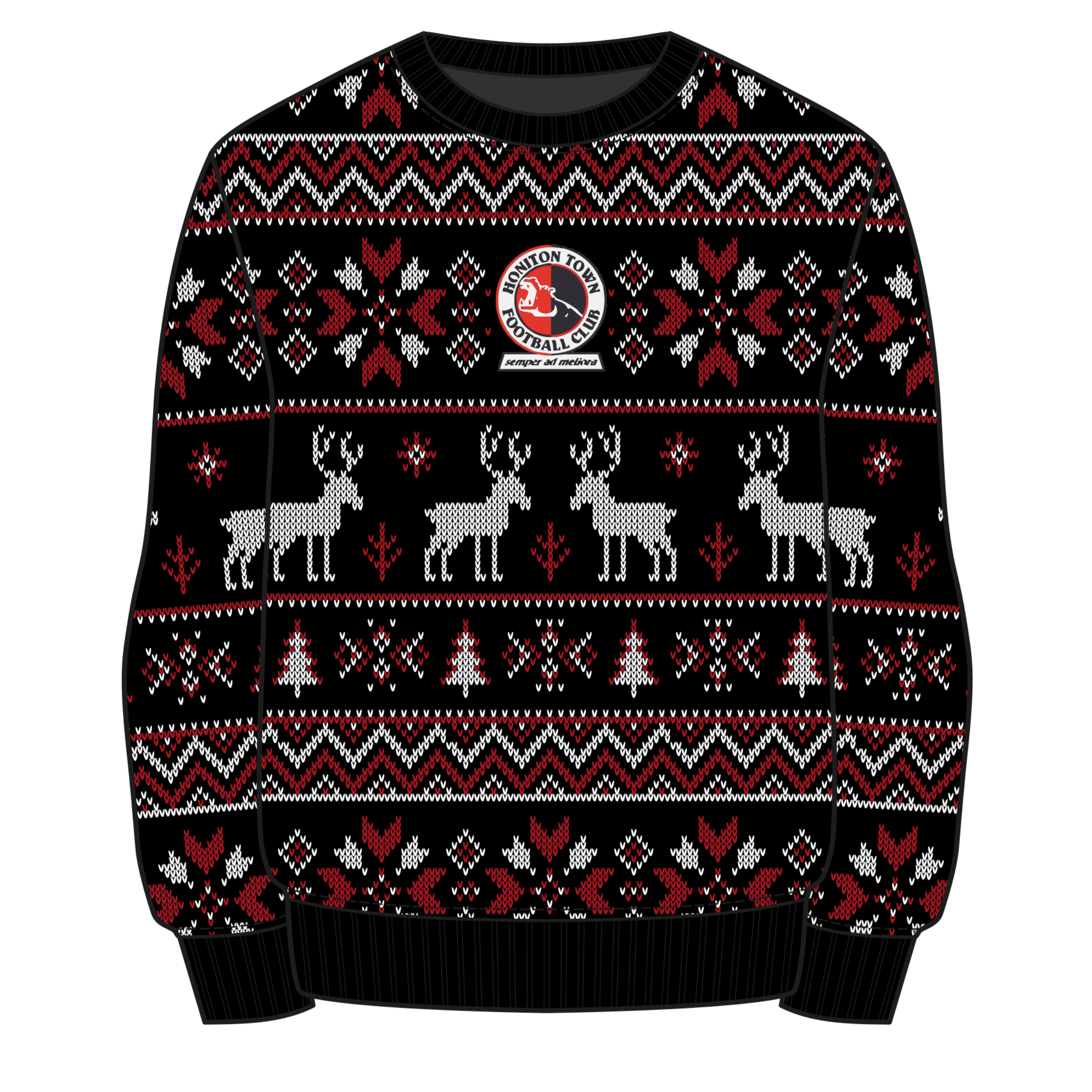 Honiton Town FC Christmas Jumper - Black/Red/White