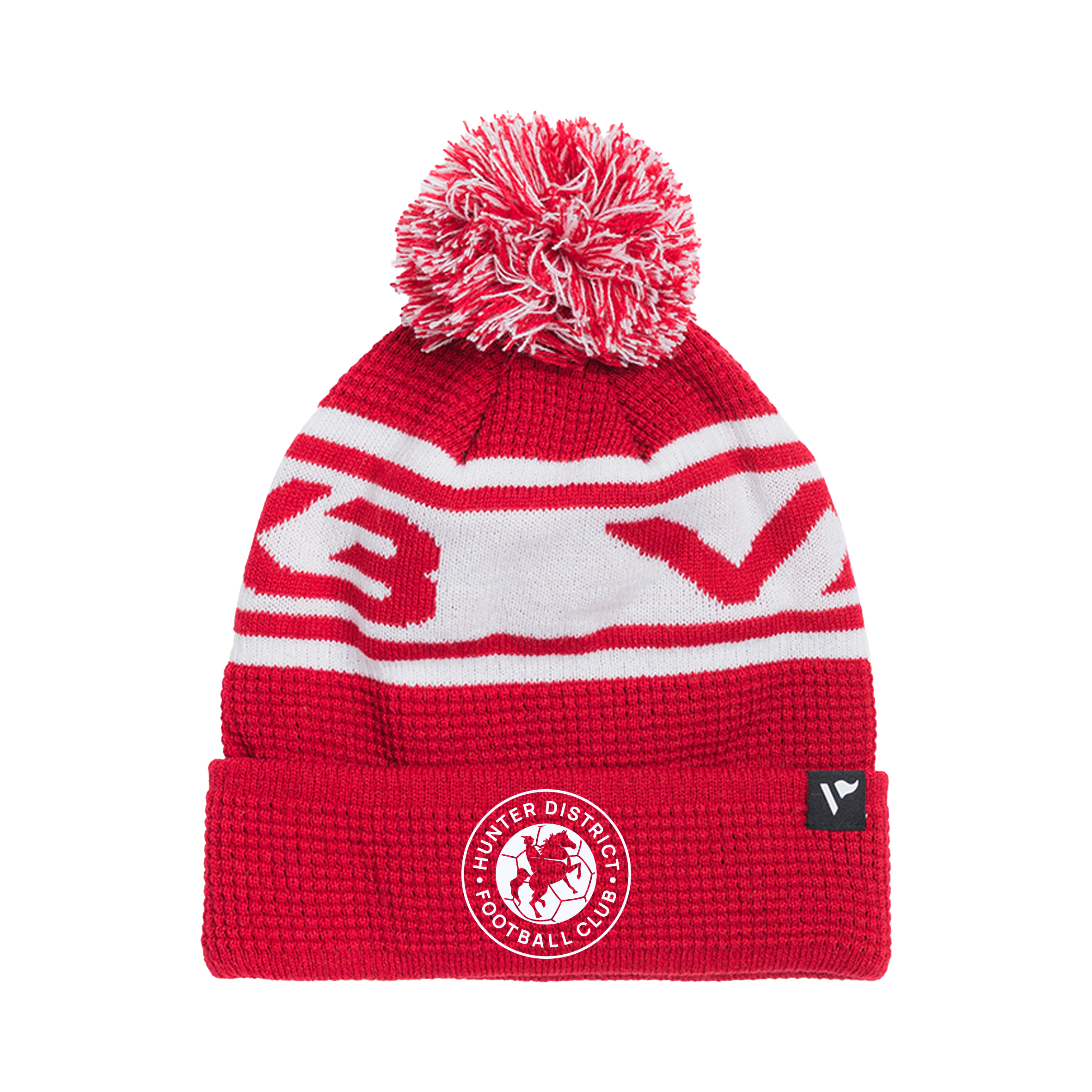 Hunter District FC Waffle Knit Bobble Hat - Red/White