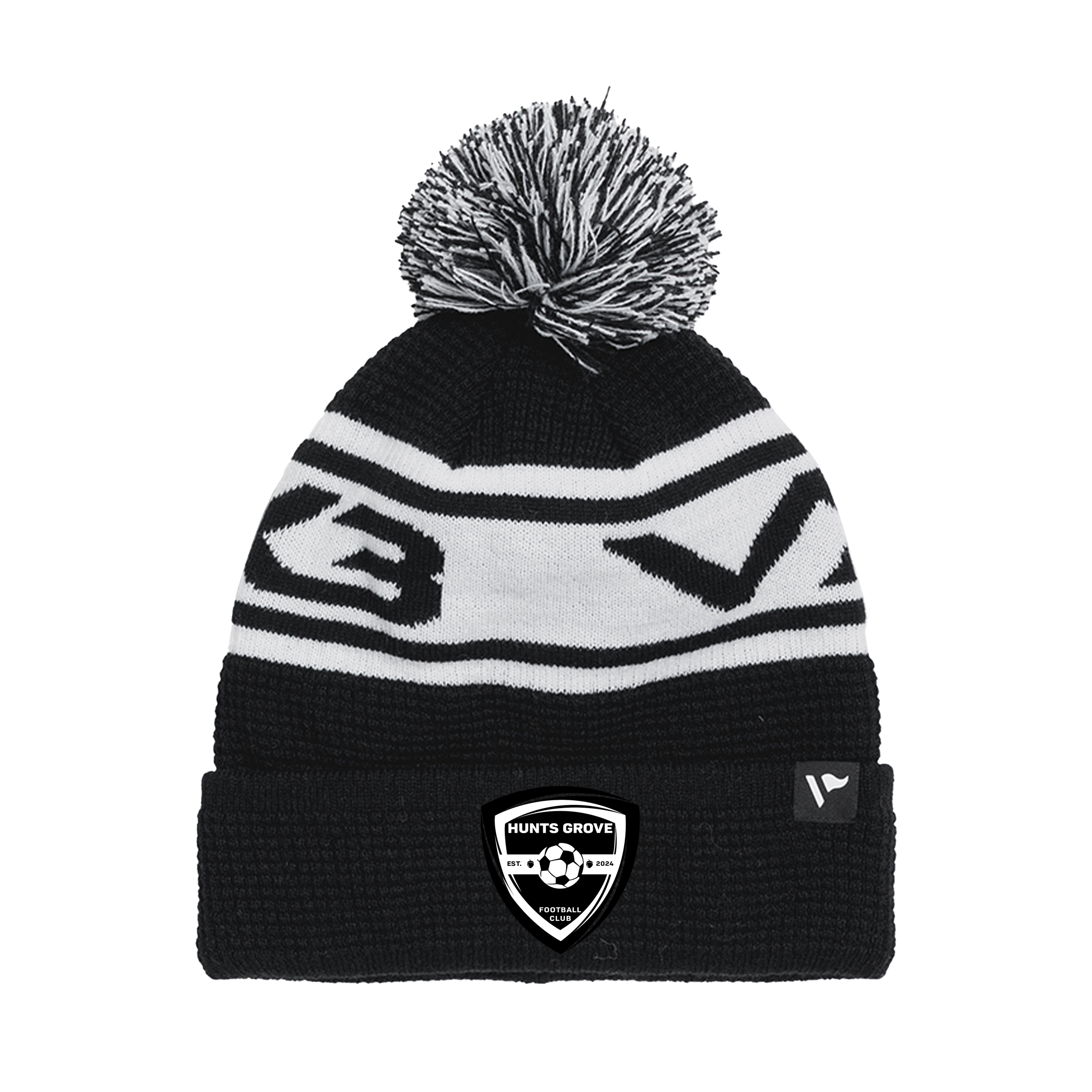 Hunts Grove Youth FC Waffle Knit Bobble Hat - Black/White