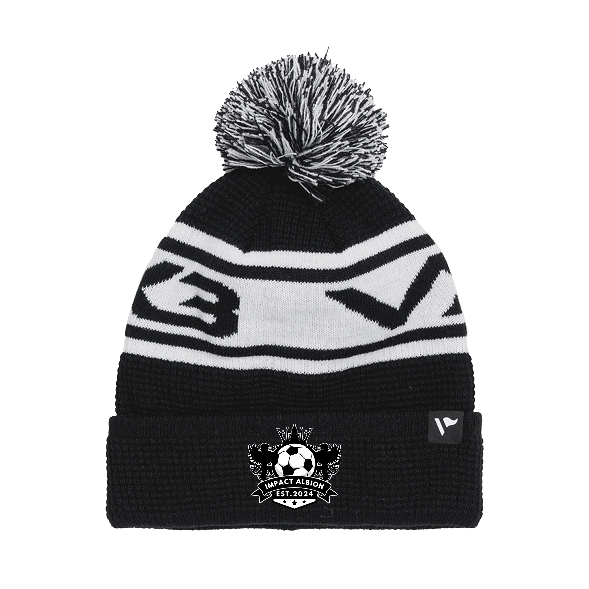 Impact Albion FC Waffle Knit Bobble Hat - Black/White