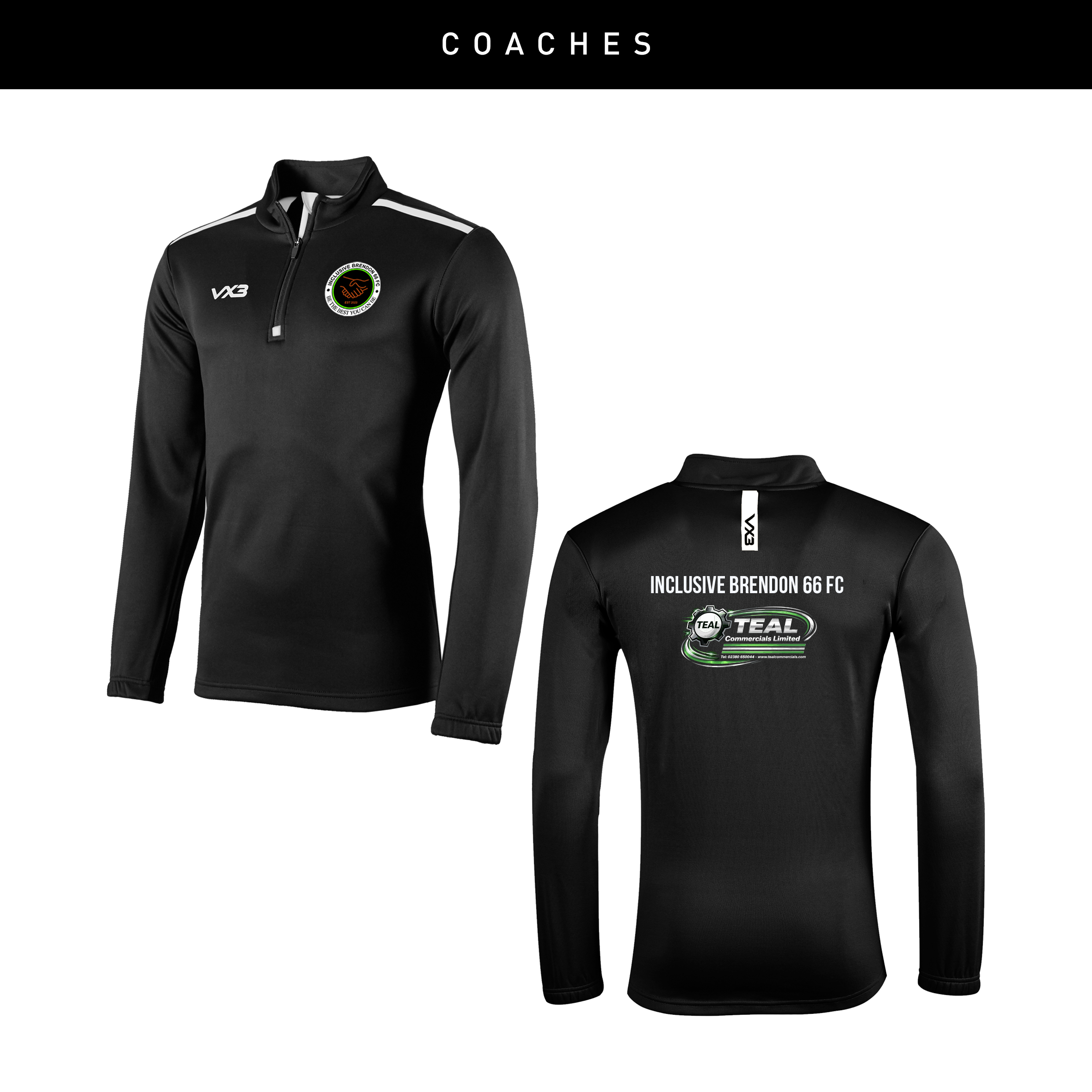 Inclusive Brendon 66 FC Coaches Fortis Quarter Zip Sweat