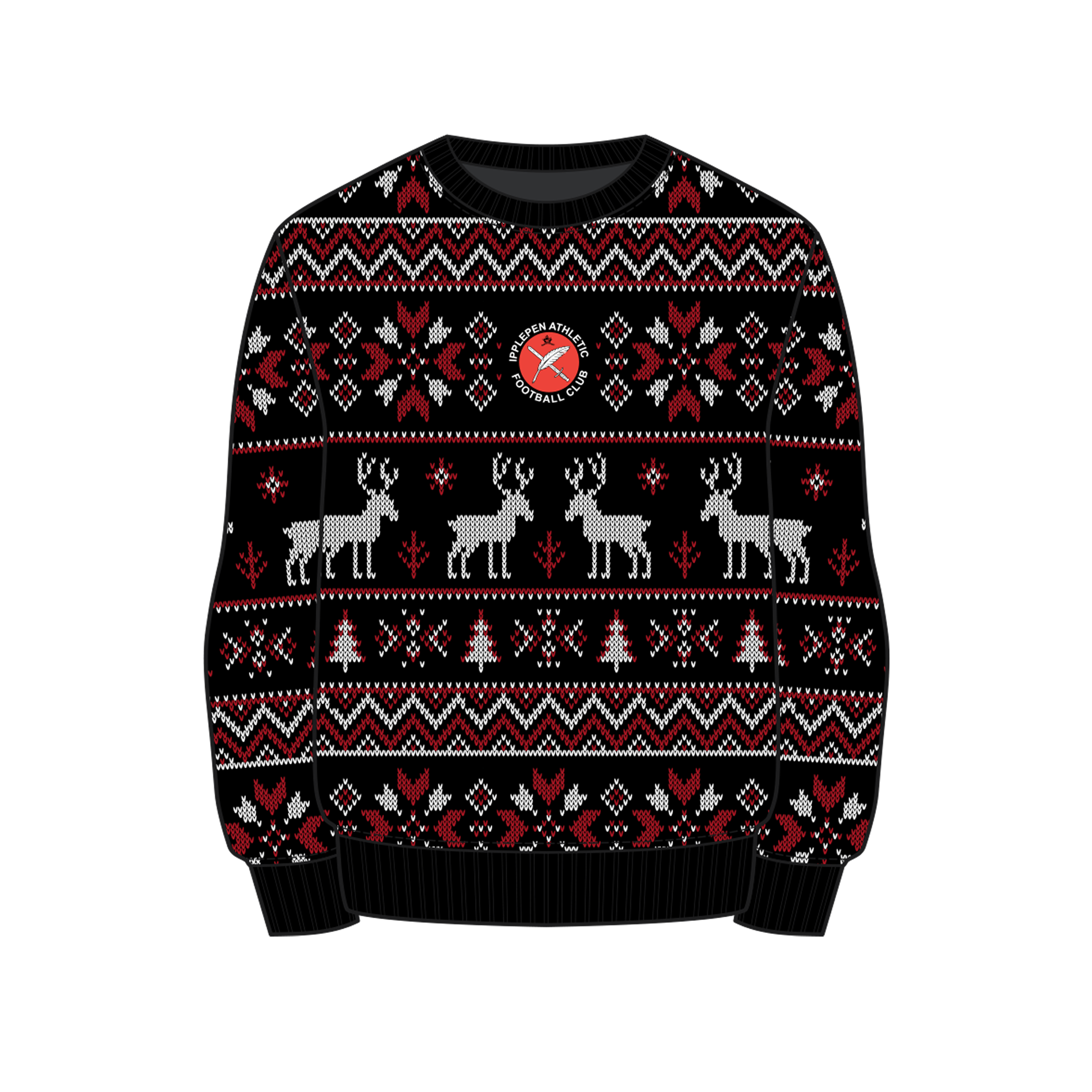 Ipplepen Athletic Football Club Christmas Jumper - Black/Red/White Youth