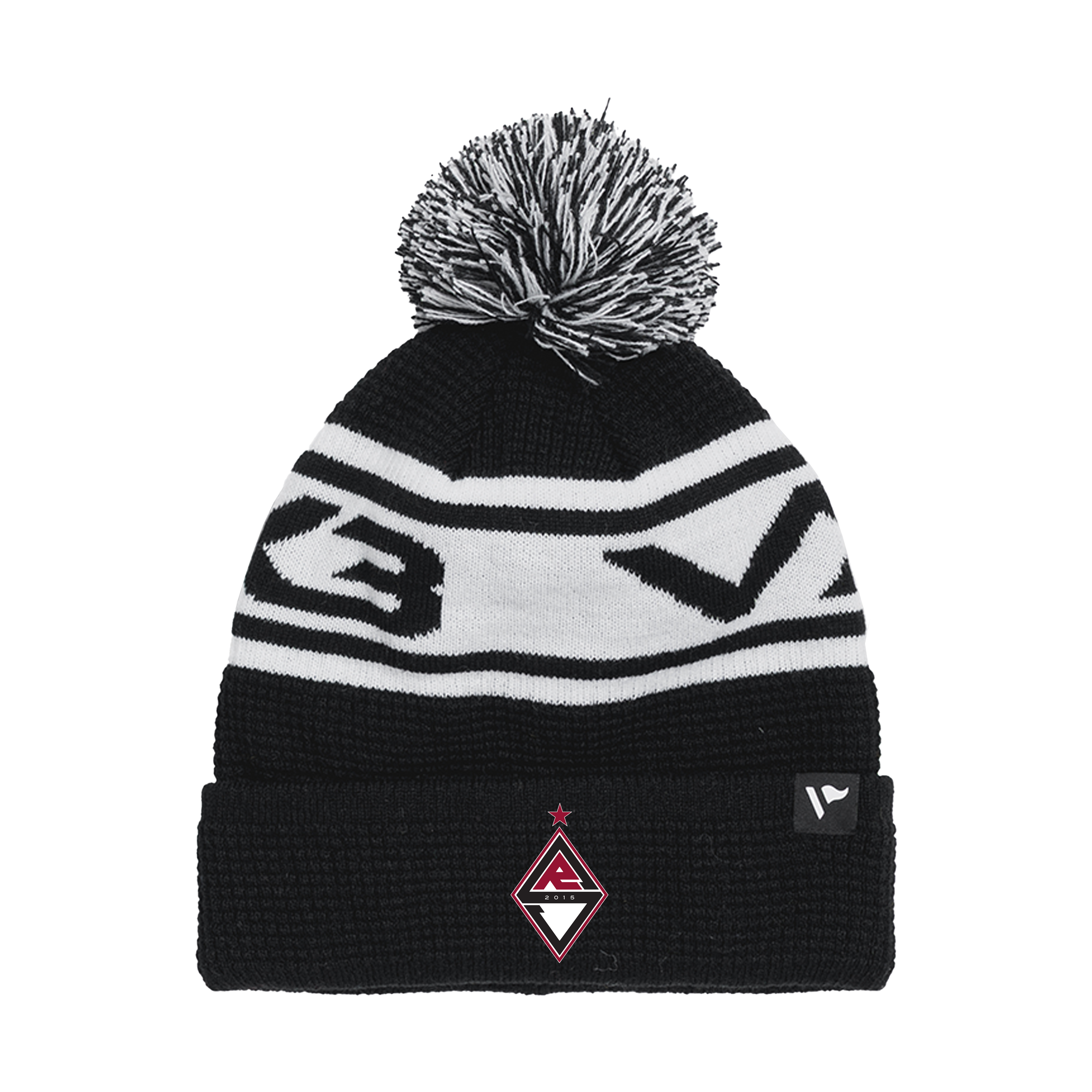 Junior Red Star YFC Waffle Knit Bobble Hat - Black/White