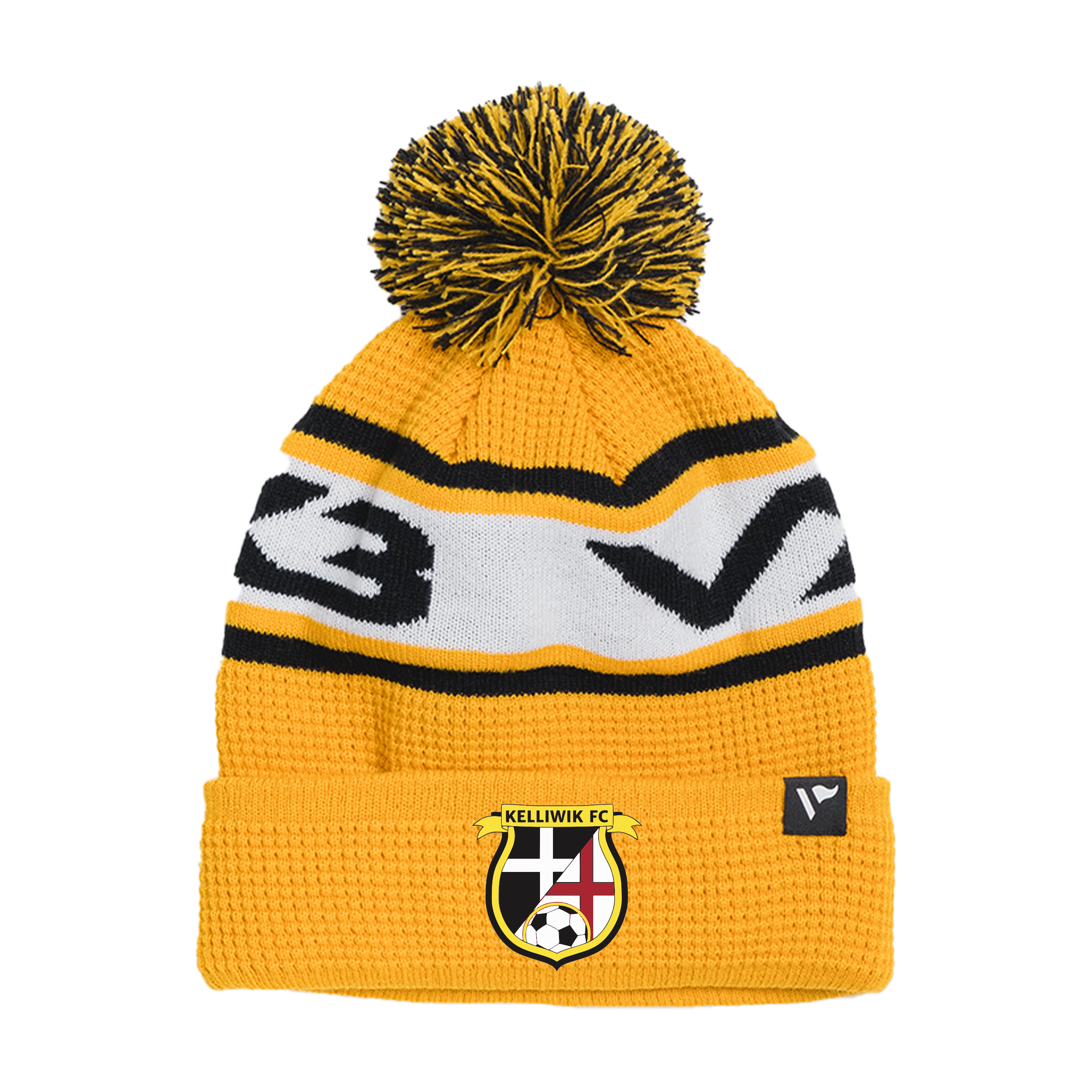 Kelliwik FC Waffle Knit Bobble Hat - Amber/Black/White