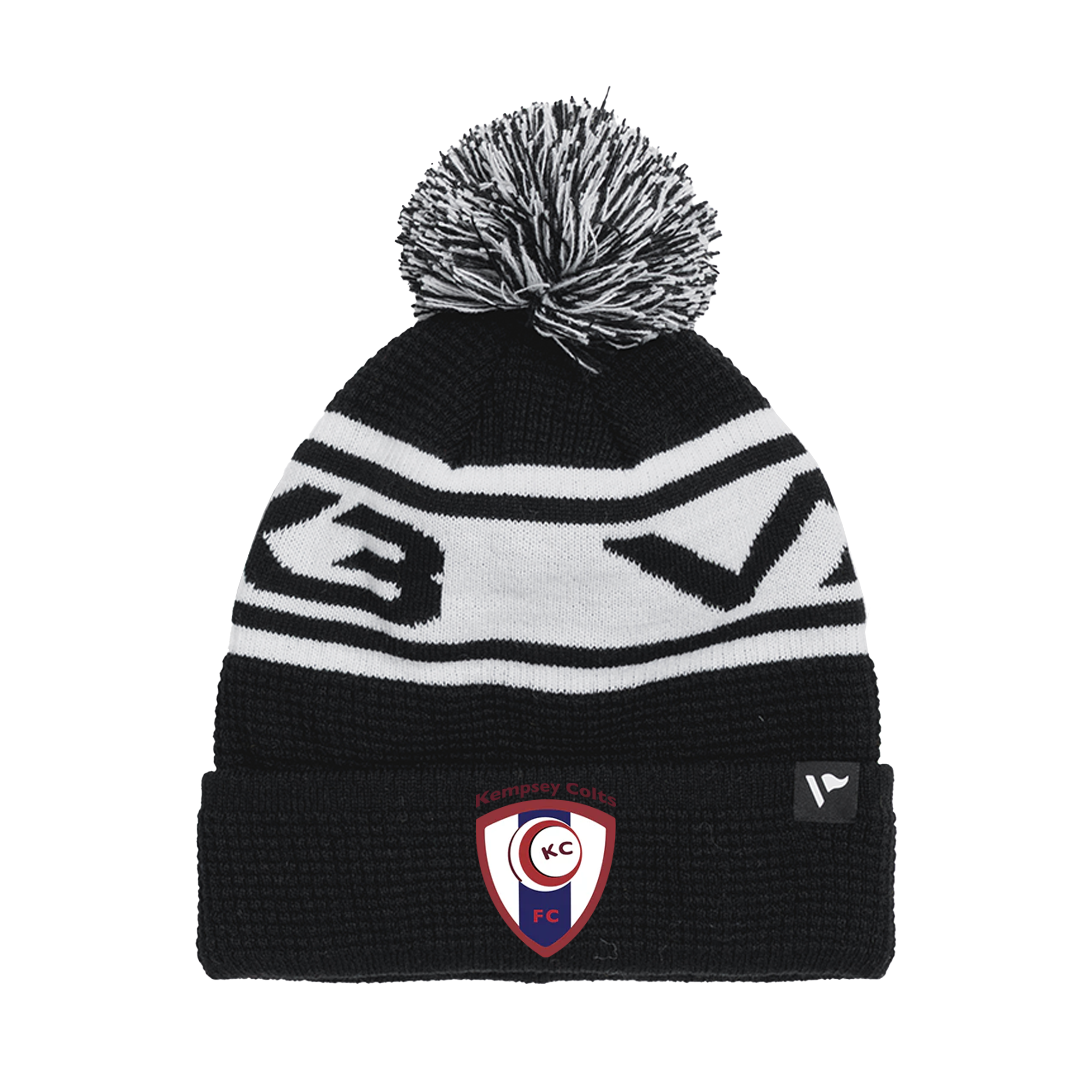 Kempsey Colts FC Waffle Knit Bobble Hat - Black/White