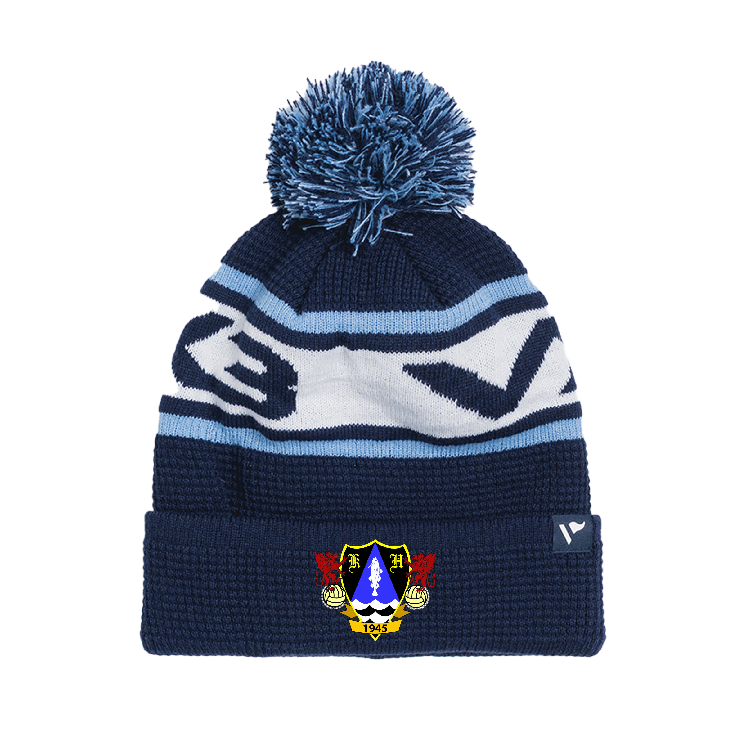 Kenfig Hill AFC Waffle Knit Bobble Hat - Navy/Sky/White