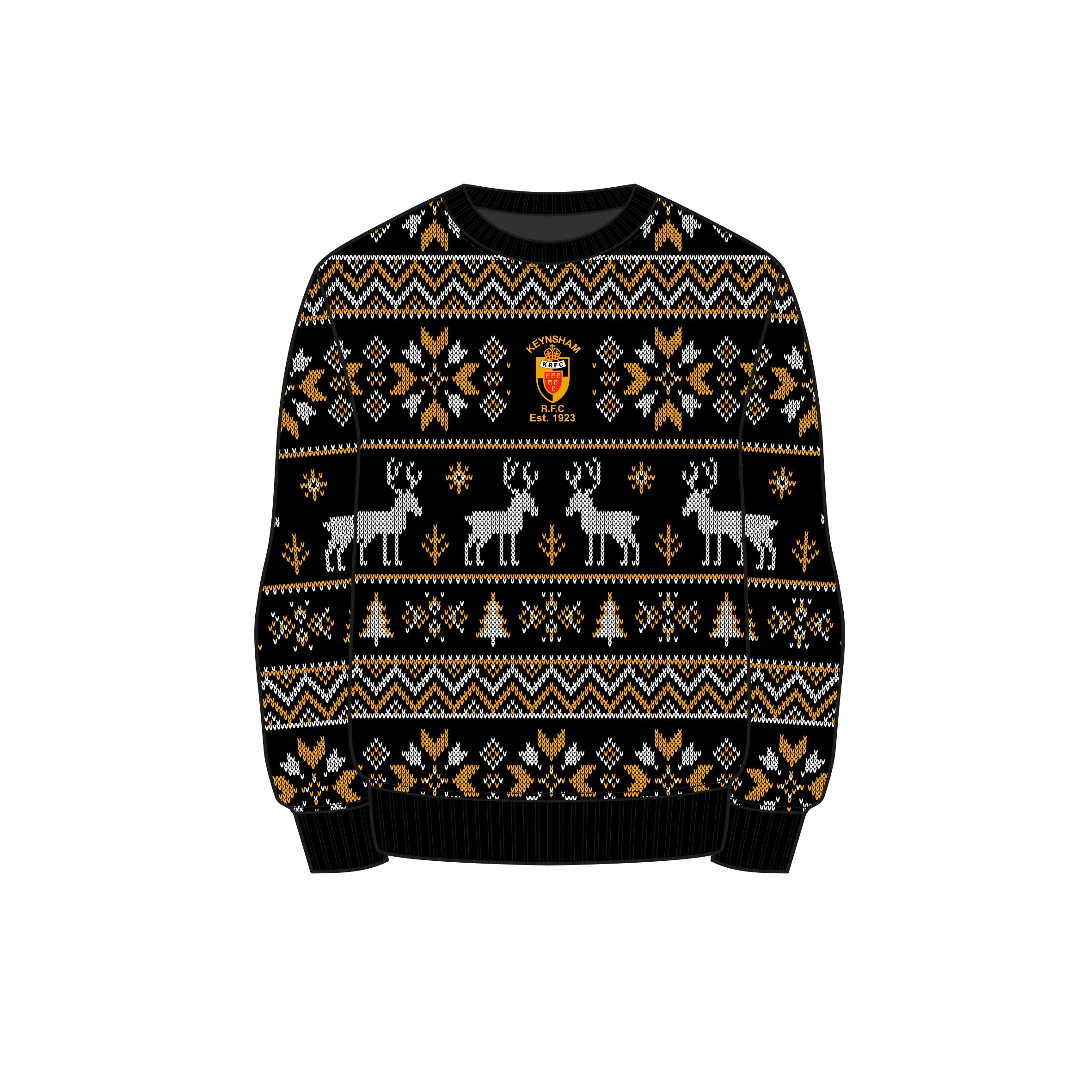 Keynsham RFC Christmas Jumper - Black/Amber/White Youth