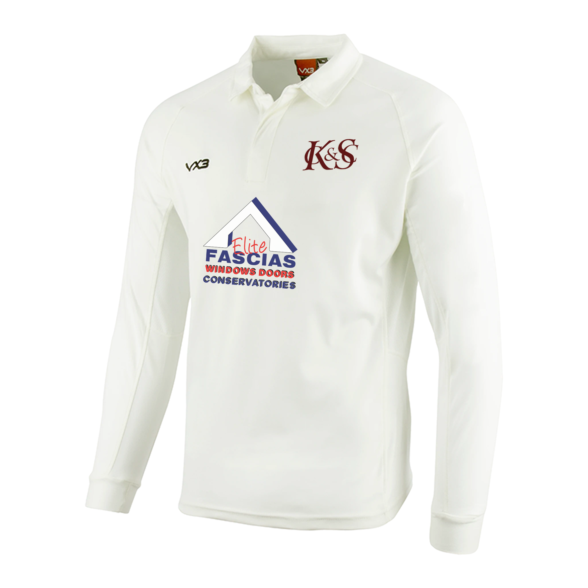 Kilmington and Stourton Cricket Club Whites Youth Long Sleeve Shirt