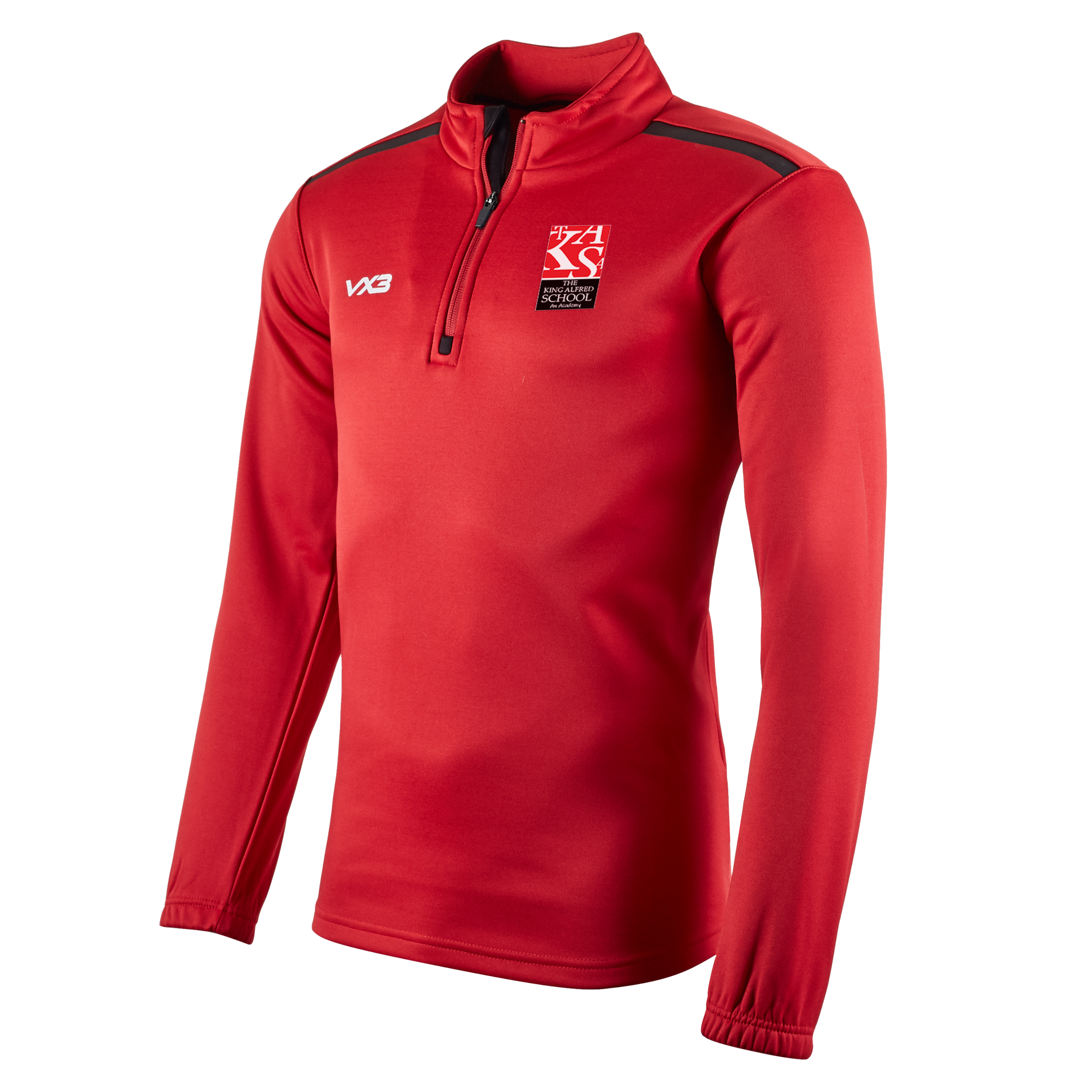 The King Alfred School Fortis Youth Quarter Zip Sweat - RED/BLACK