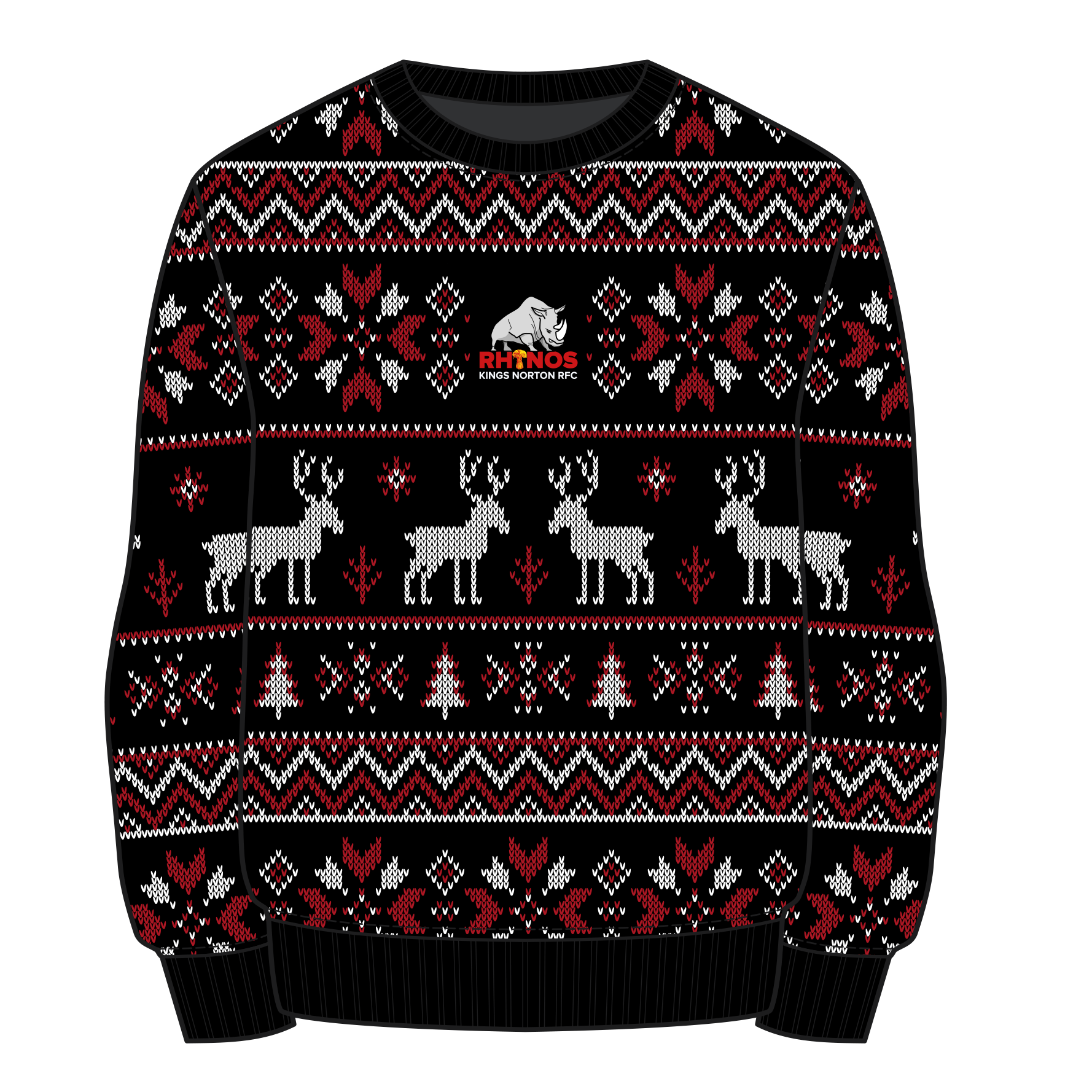 Kings Norton Rhinos Christmas Jumper - Black/Red/White Youth