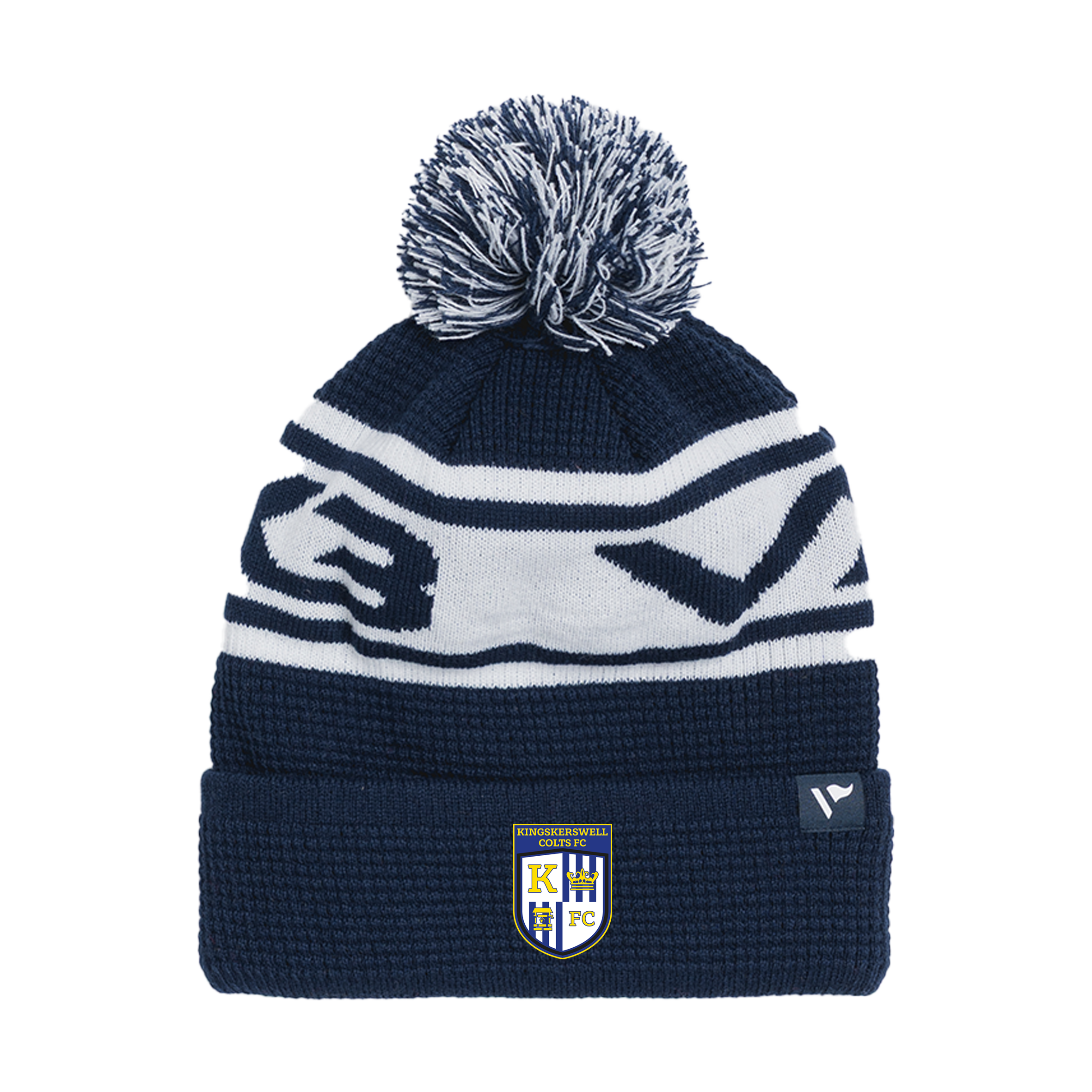 Kingskerswell Colts FC Waffle Knit Bobble Hat - Navy/White