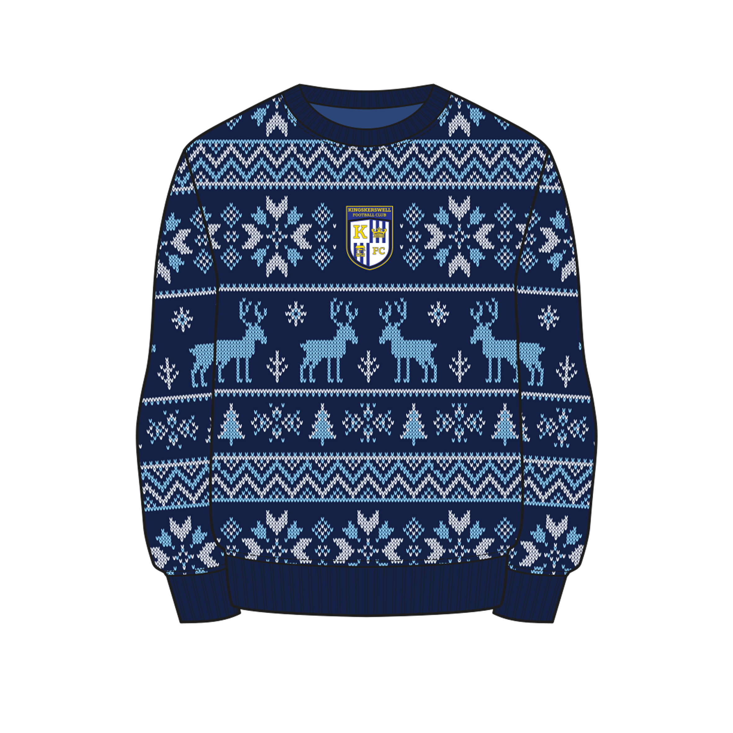 Kingskerswell FC Seniors Christmas Jumper - Navy/Sky/White Youth