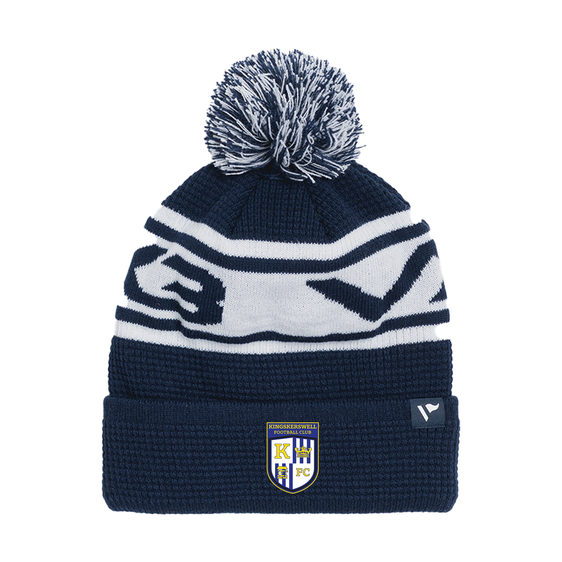 Kingskerswell FC Seniors Waffle Knit Bobble Hat - Navy/White