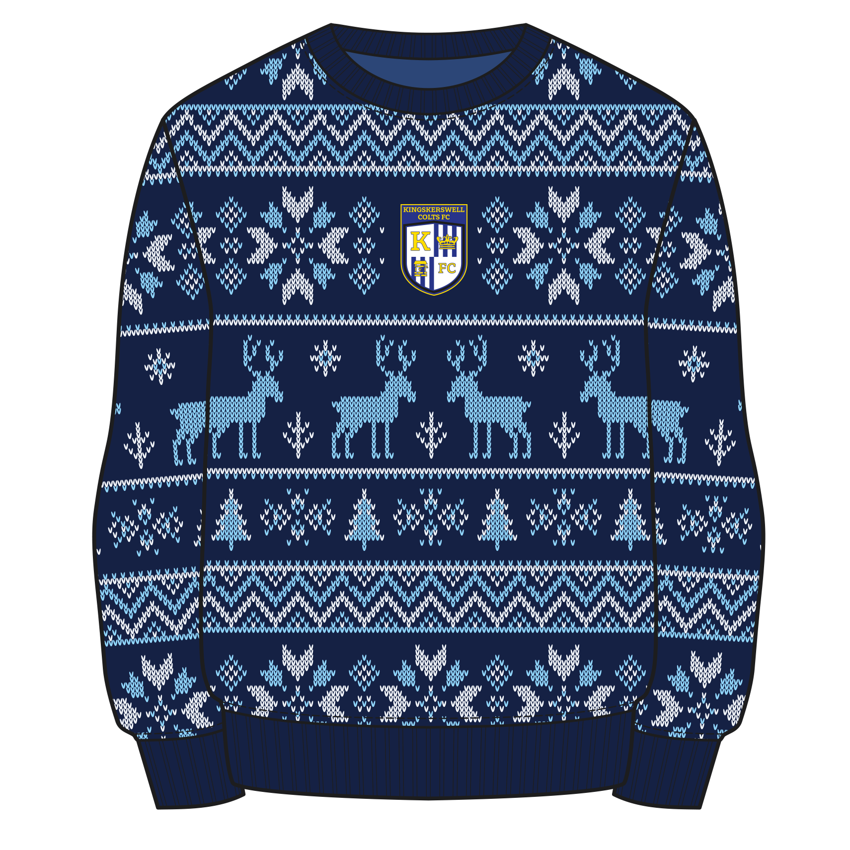 Kingskerswell Colts FC Christmas Jumper - Navy/Sky/White