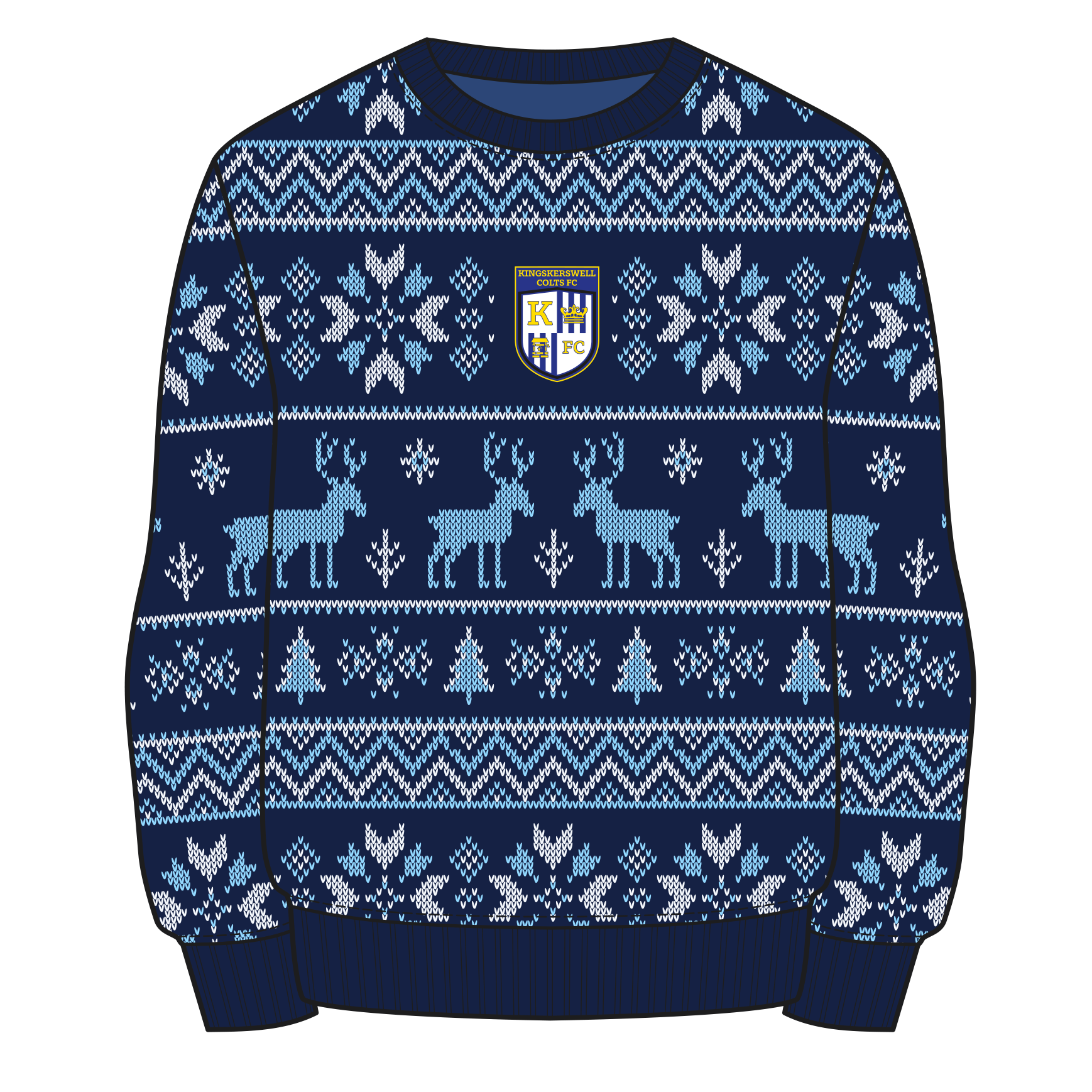 Kingskerswell Colts FC Christmas Jumper - Navy/Sky/White Youth
