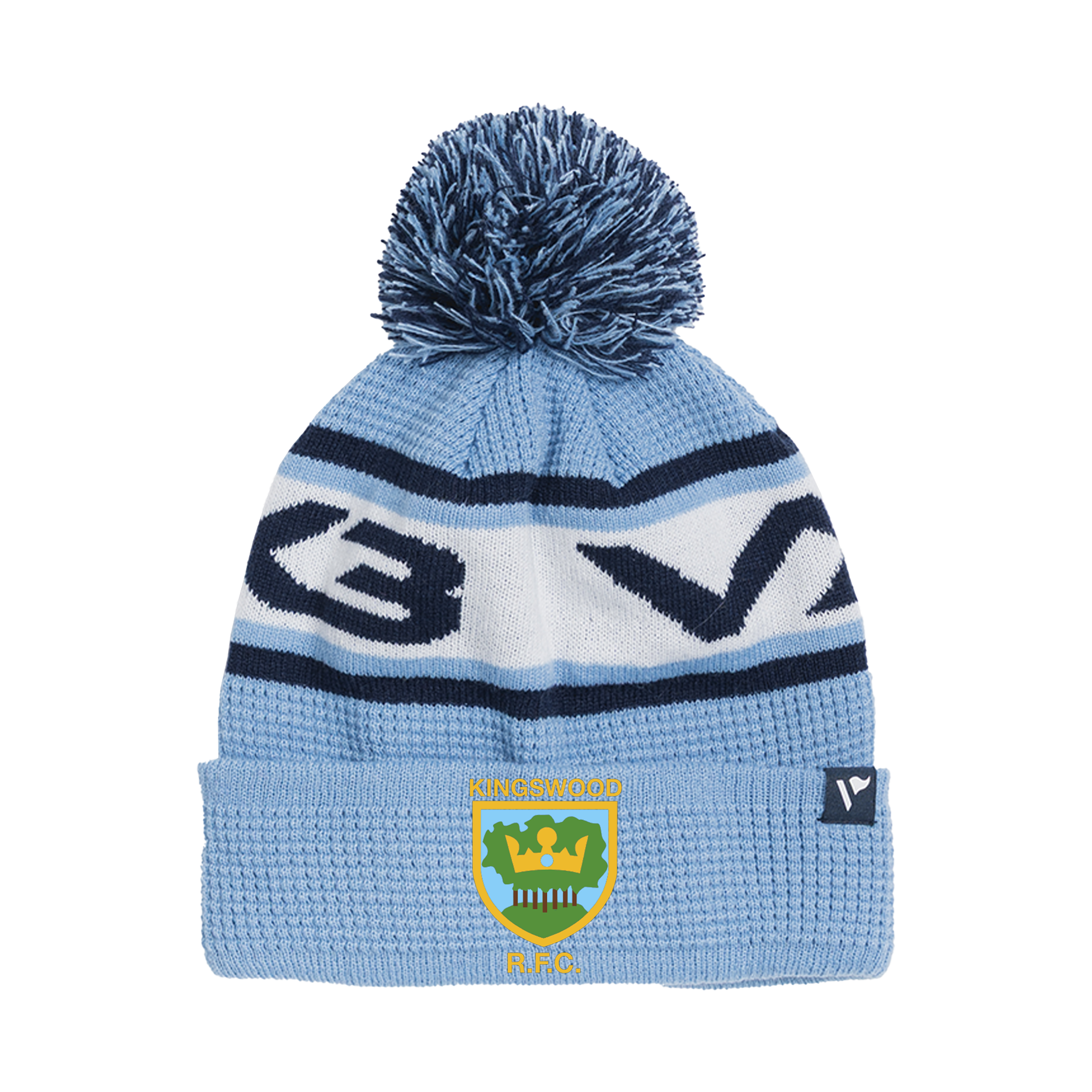 Kingswood RFC Waffle Knit Bobble Hat - Sky/Navy