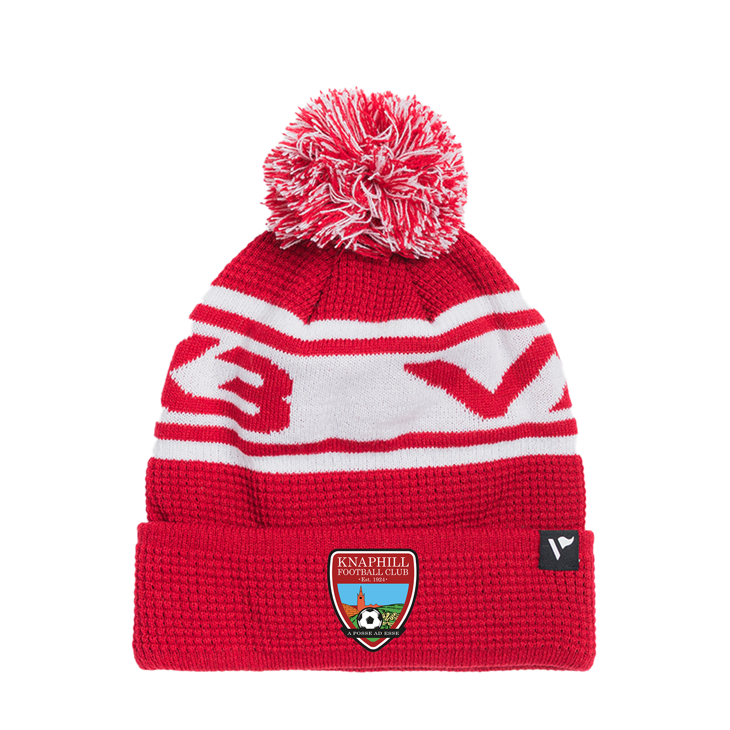 Knaphill FC Waffle Knit Bobble Hat - Red/White