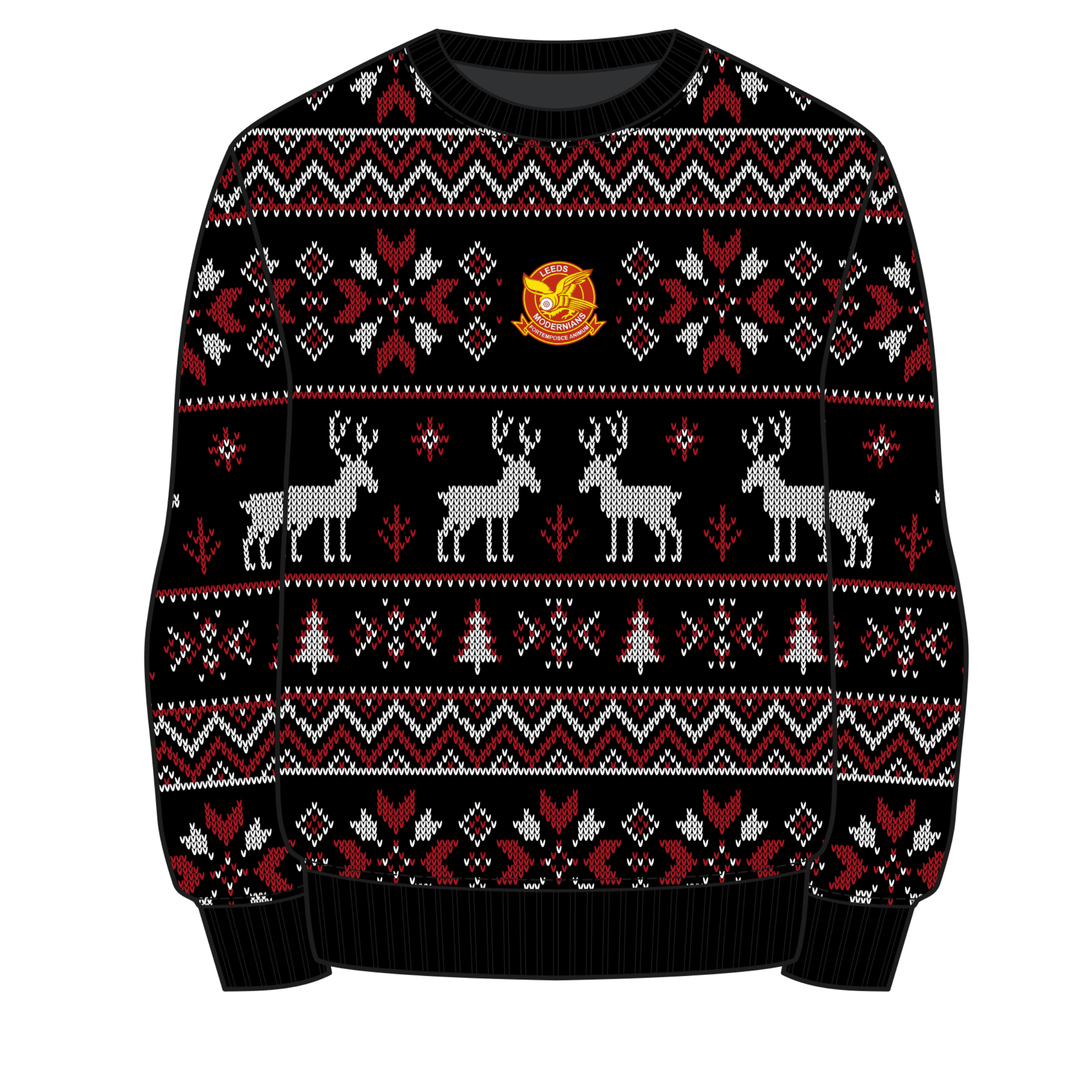 Leeds Modernians Christmas Jumper - Black/Red/White Youth