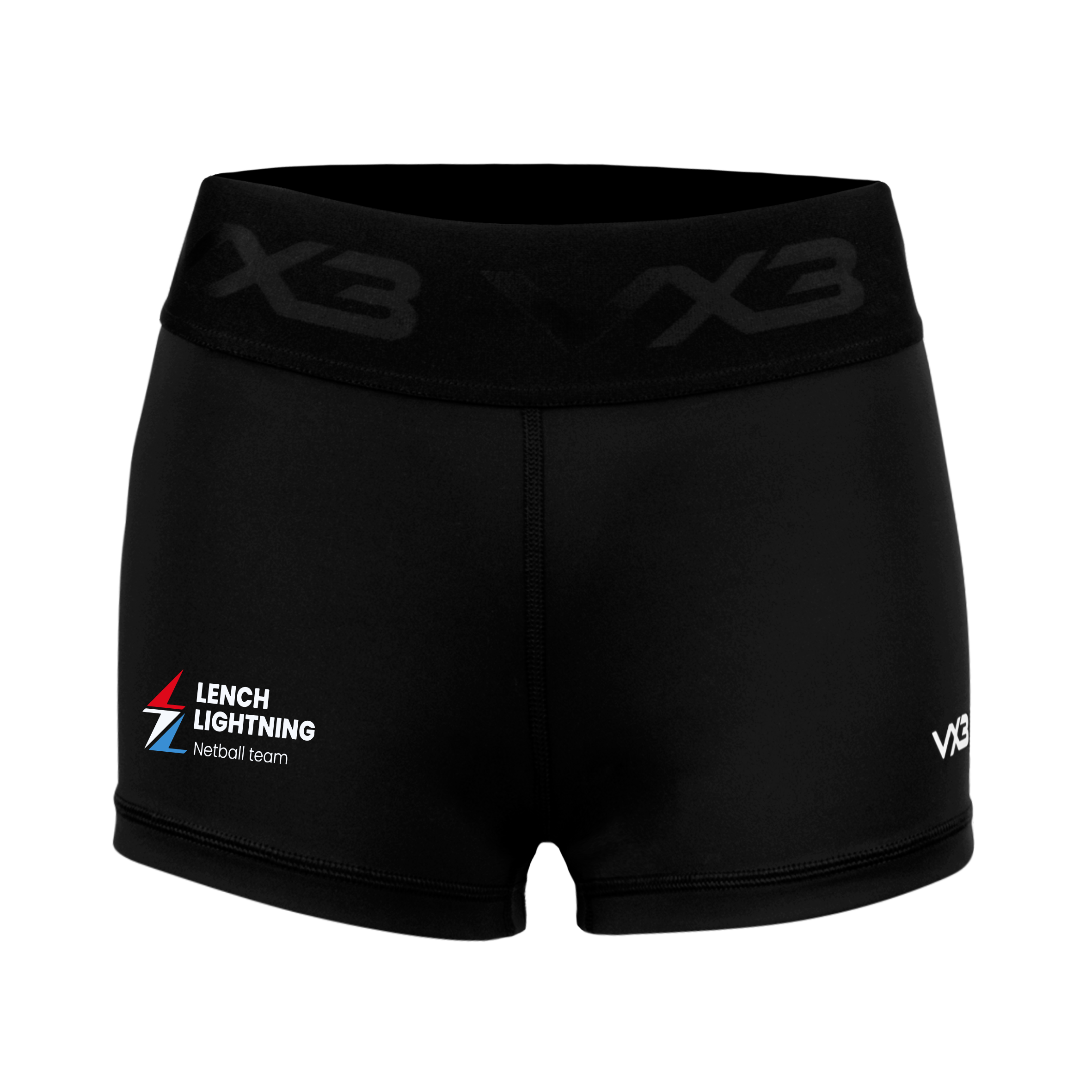 Lench Lightning Netball Club Booty Shorts Black