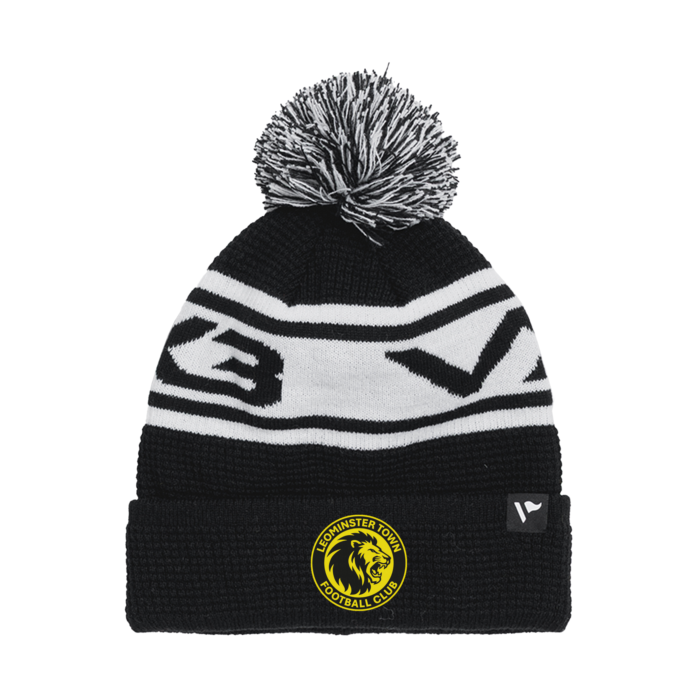 Leominster Town FC Waffle Knit Bobble Hat - Black/White