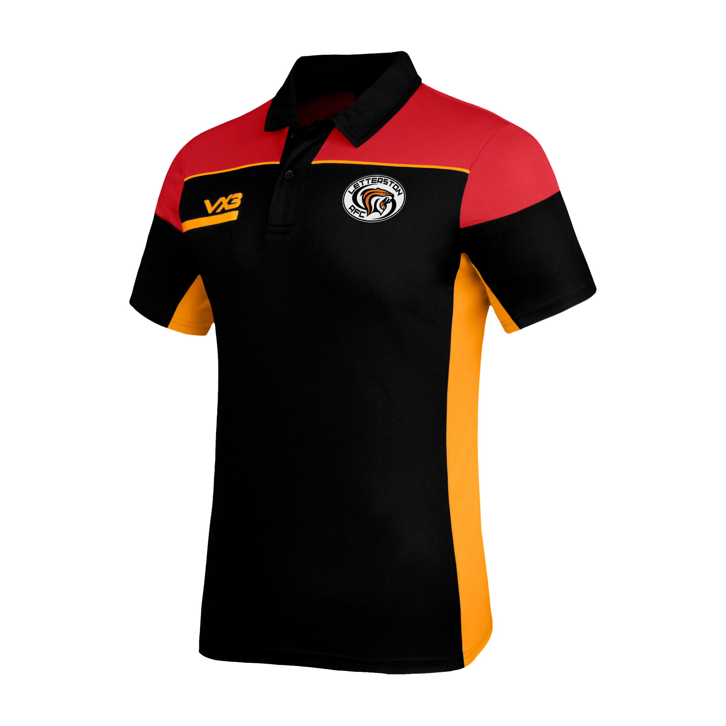 Letterston AFC Opus Polo - Black Red Amber