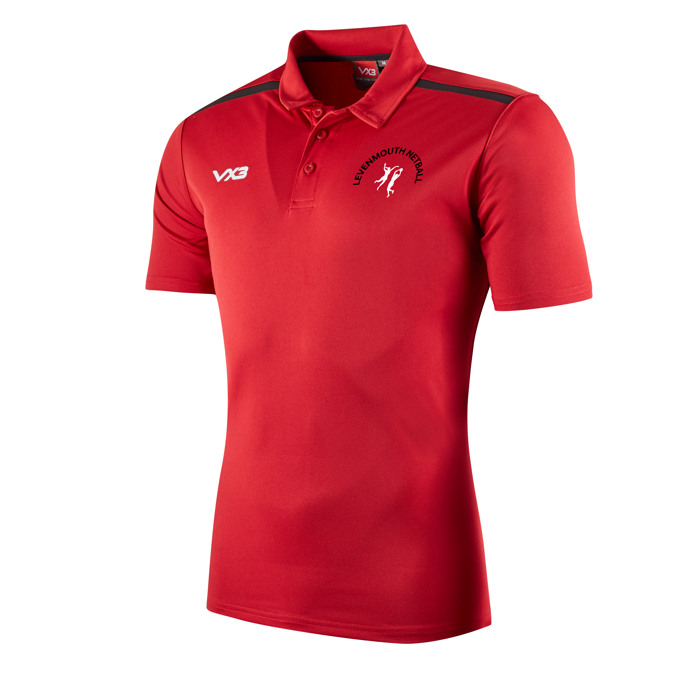 Levenmouth Netball Club Fortis Polo Red/Black