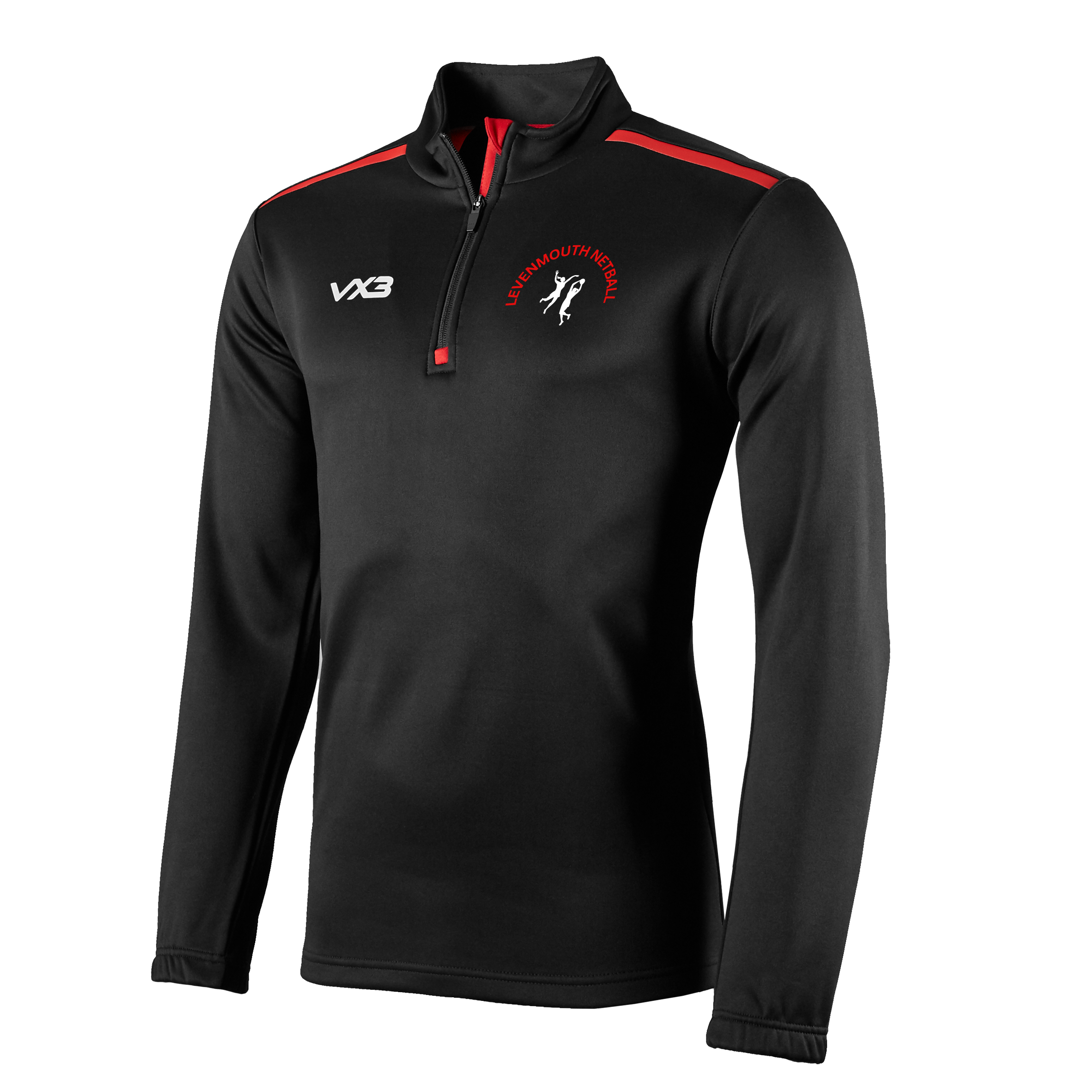 Levenmouth Netball Club Fortis Youth Quarter Zip Sweat Black/Red
