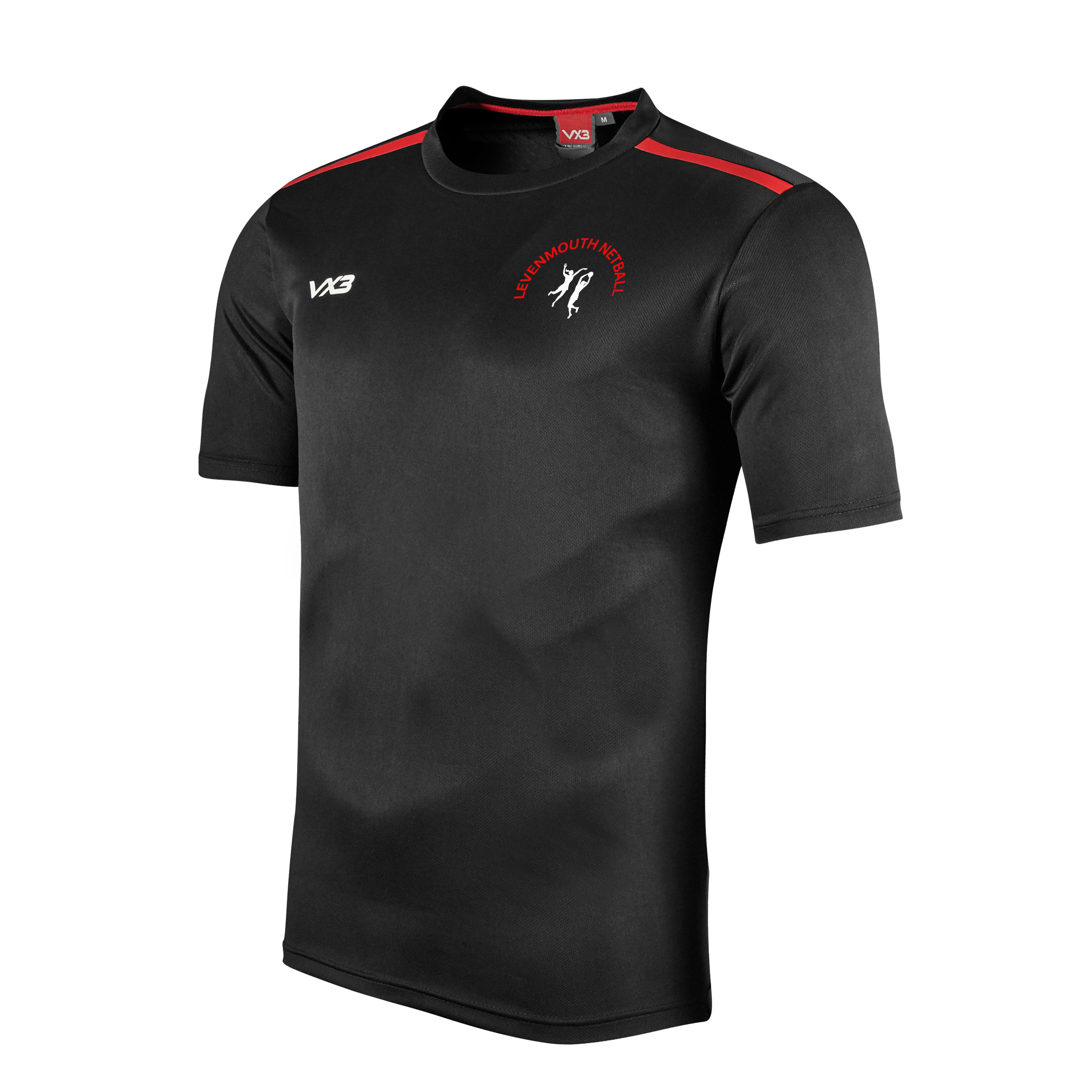 Levenmouth Netball Club Fortis Youth Tee Black/Red