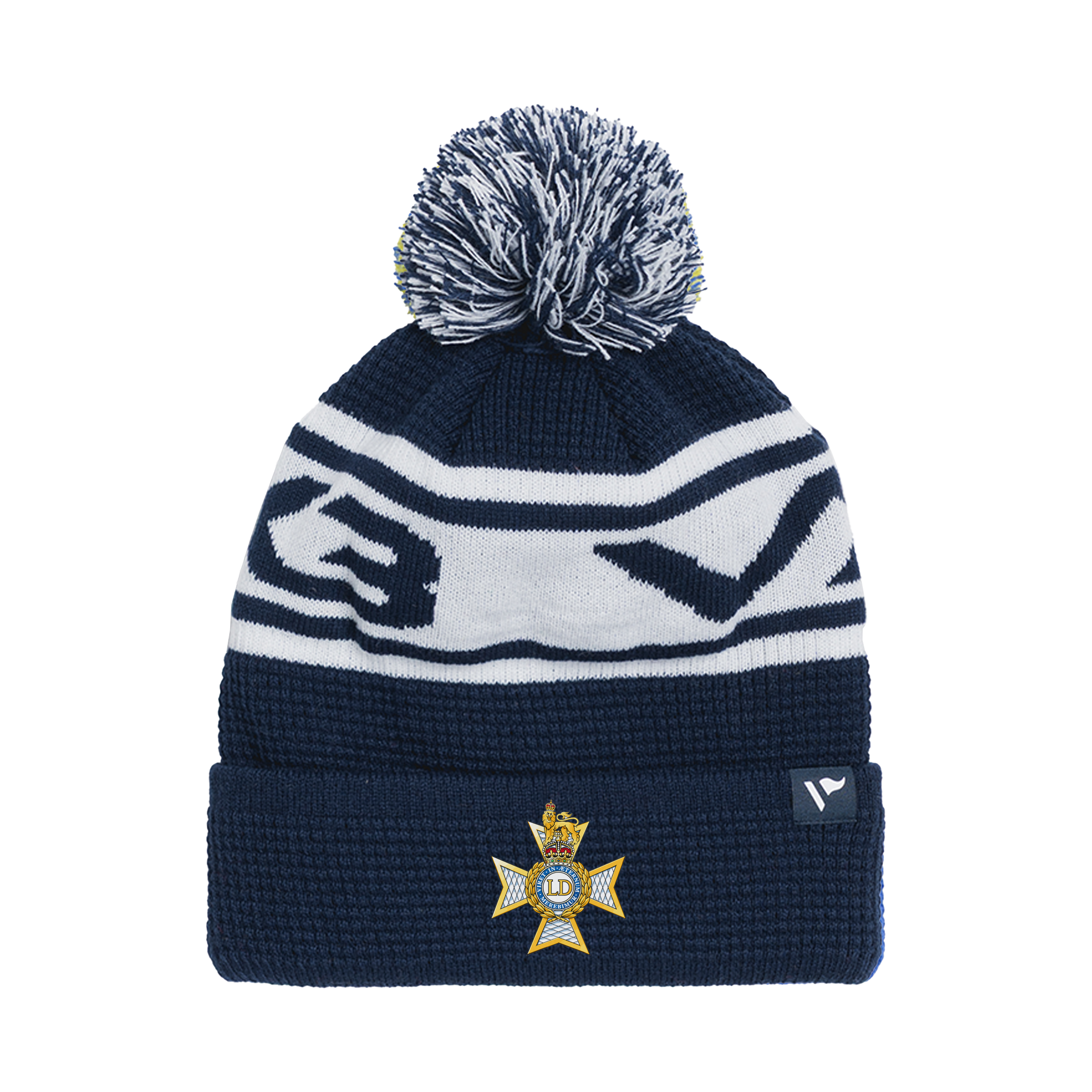 Light Dragoons Regiment Waffle Knit Bobble Hat - Navy/White