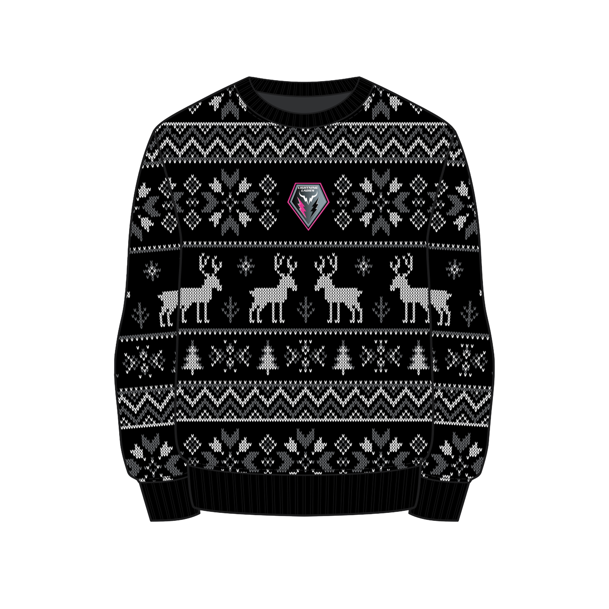 Lightning Ladies Christmas Jumper - Black/Grey/White Youth