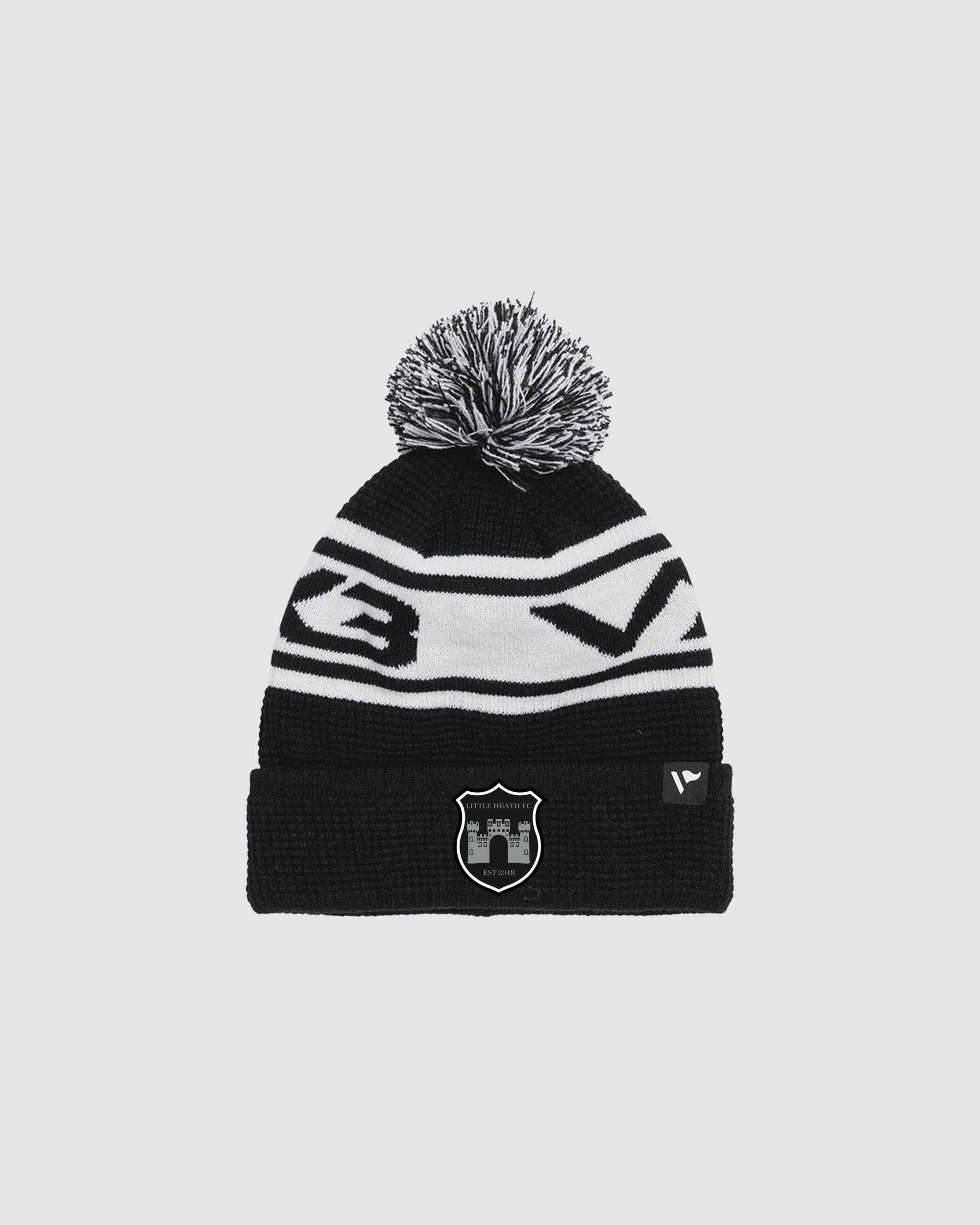 Little Heath FC Waffle Knit Bobble Hat - Black/White