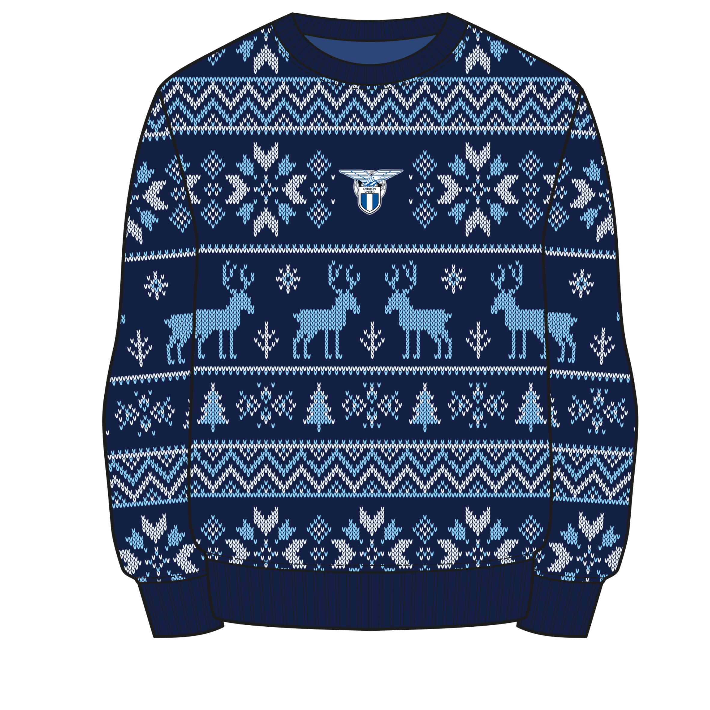 Liverton United FC Christmas Jumper - Navy/Sky/White Youth