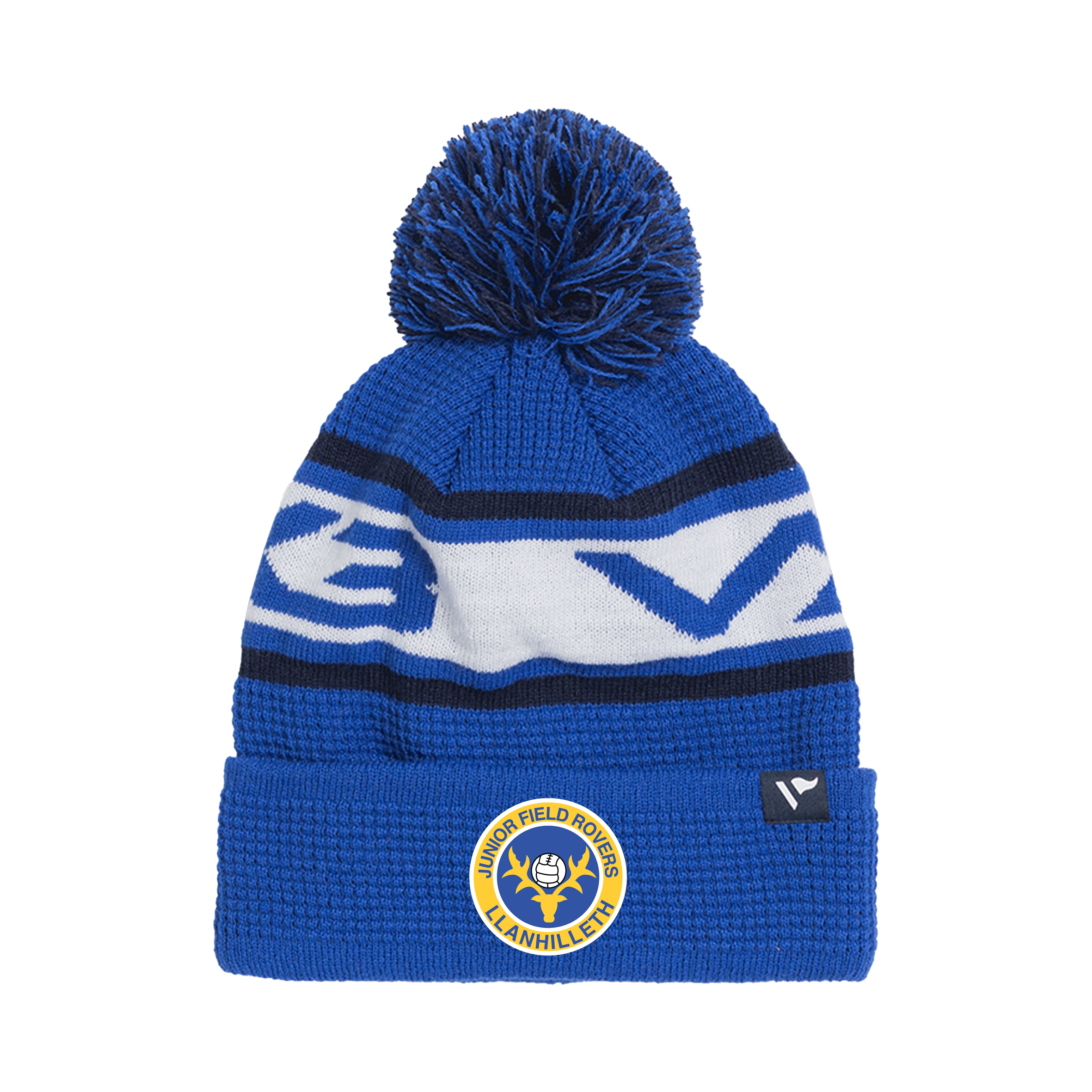 Llanhilleth Athletic FC Juniors Waffle Knit Bobble Hat - Royal/Navy/White