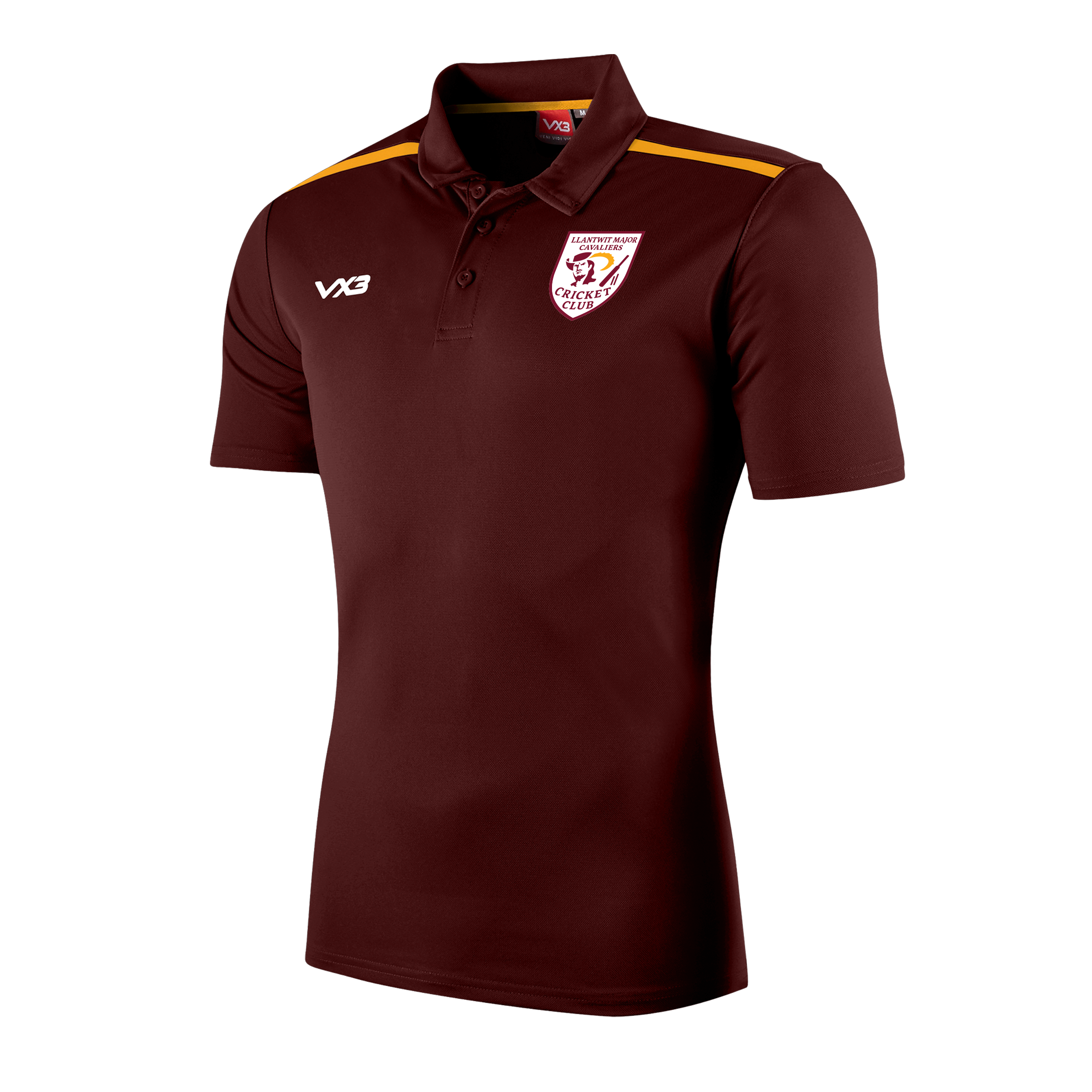 Llantwit Cavaliers CC Fortis Polo Maroon/Amber